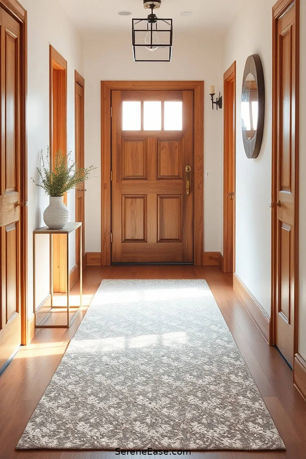 15 Ways to Style Metallic Accents in a Modern Farmhouse Hallway 10 Feature a Metallic Runner Rug for 15 Ways to Style Metallic Accents in a Modern Farmhouse Hallway