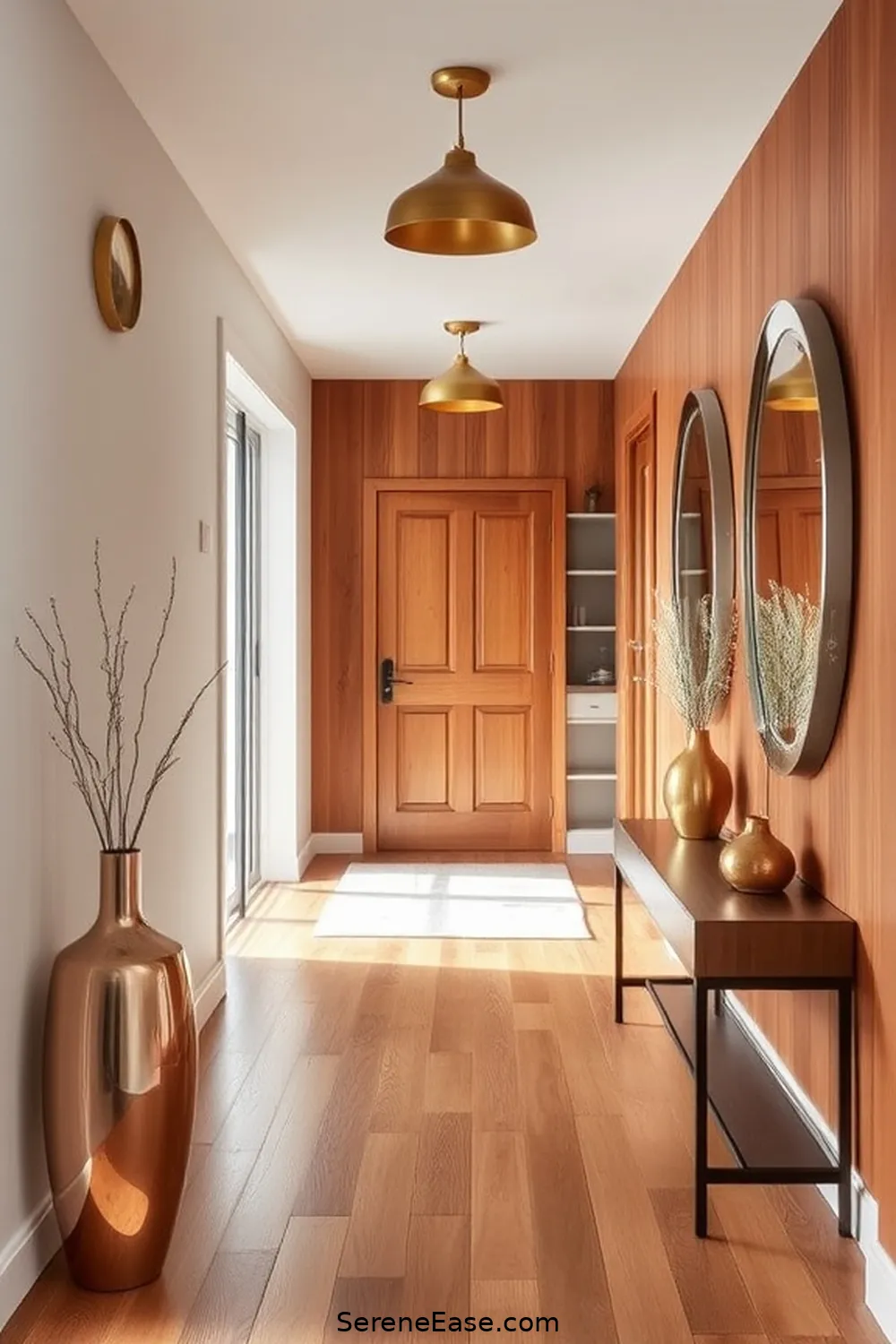 15 Ways to Style Metallic Accents in a Modern Farmhouse Hallway 14 Layer Metallic Accents With Wood Elements for 15 Ways to Style Metallic Accents in a Modern Farmhouse Hallway