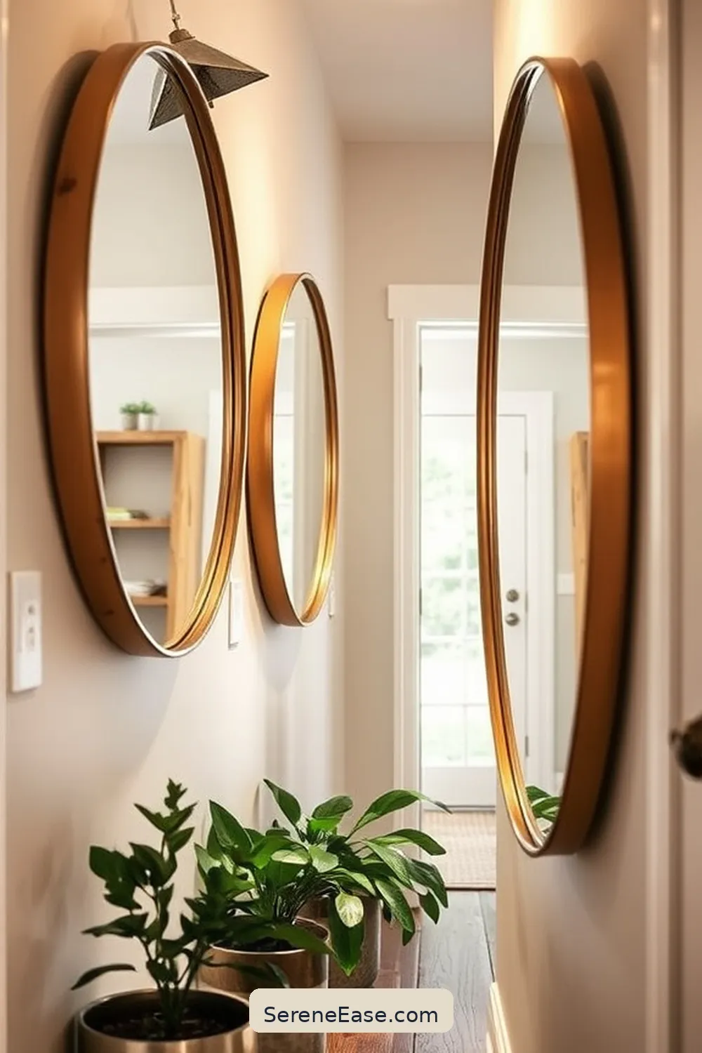 15 Ways to Style Metallic Accents in a Modern Farmhouse Hallway 4 Use Decorative Mirrors With Metallic Edges for 15 Ways to Style Metallic Accents in a Modern Farmhouse Hallway