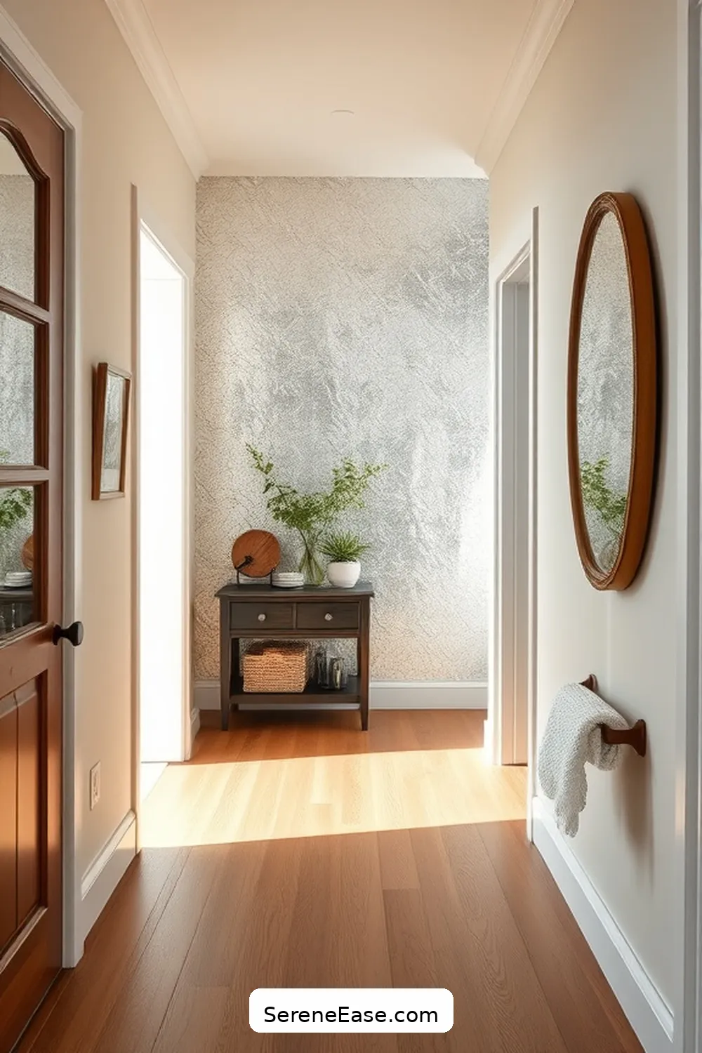 15 Ways to Style Metallic Accents in a Modern Farmhouse Hallway 15 Use Metallic Paint for an Accent Wall for 15 Ways to Style Metallic Accents in a Modern Farmhouse Hallway