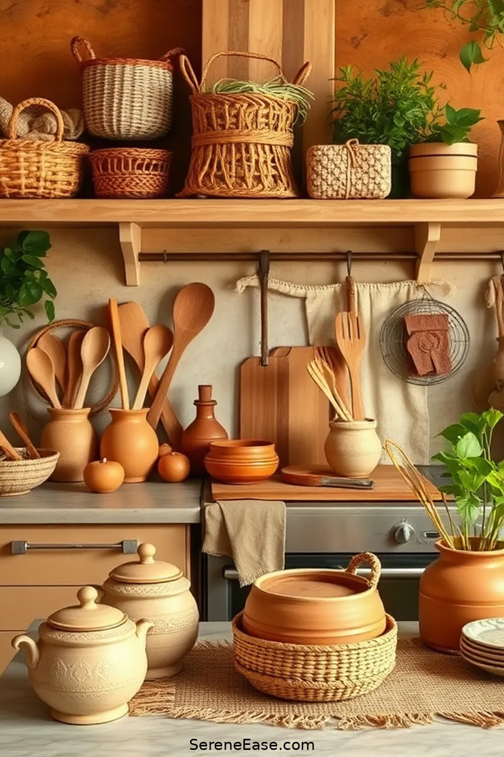 15 Ways to Use Earth Tones in Bohemian Style Kitchens 8 Accessorize With Natural Materials for 15 Ways to Use Earth Tones in Bohemian Style Kitchens