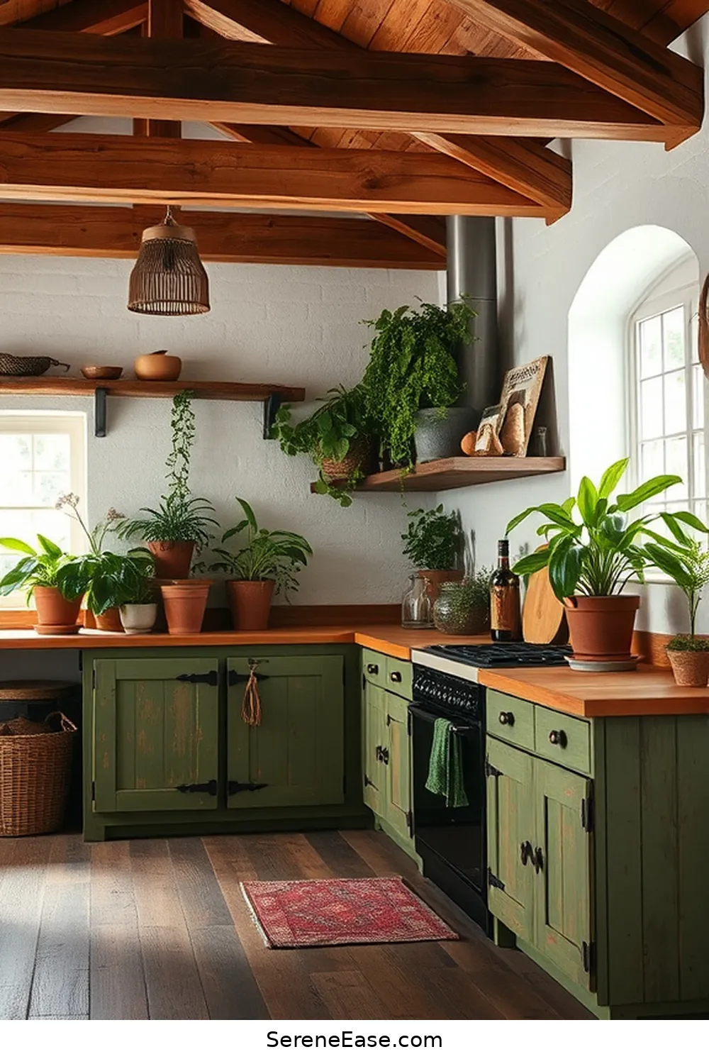 15 Ways to Use Earth Tones in Bohemian Style Kitchens 6 Install Wooden Beams for 15 Ways to Use Earth Tones in Bohemian Style Kitchens