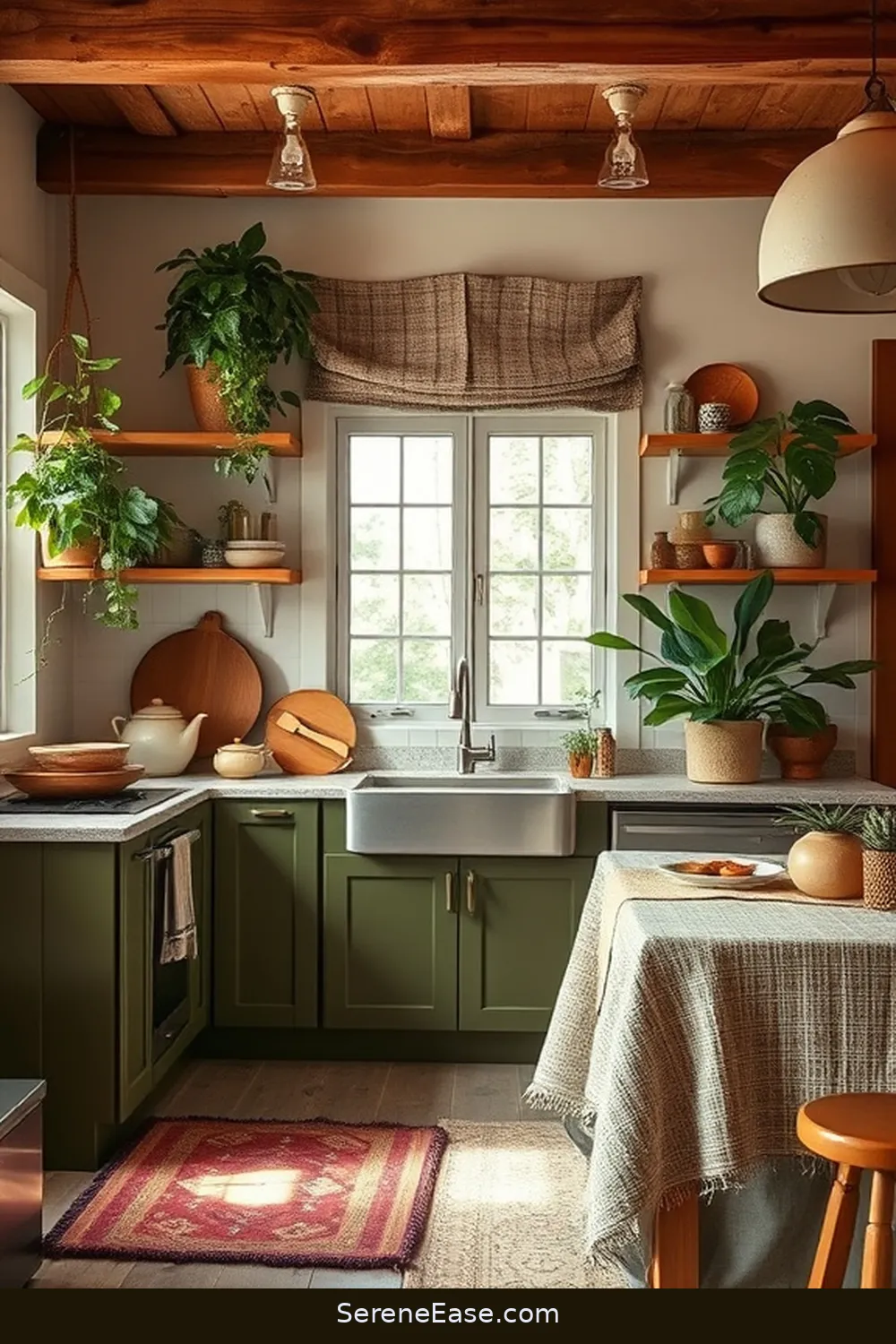 15 Ways to Use Earth Tones in Bohemian Style Kitchens 4 Use Olive Green Cabinets for 15 Ways to Use Earth Tones in Bohemian Style Kitchens