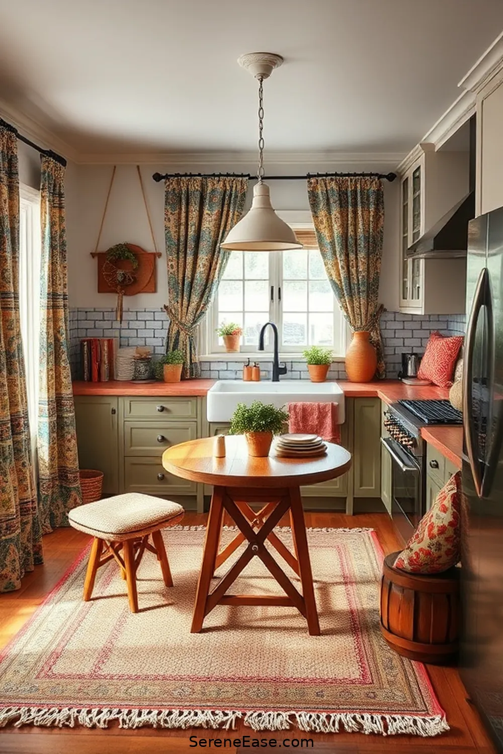 15 Ways to Use Earth Tones in Bohemian Style Kitchens 7 Utilize Colorful Textiles for 15 Ways to Use Earth Tones in Bohemian Style Kitchens