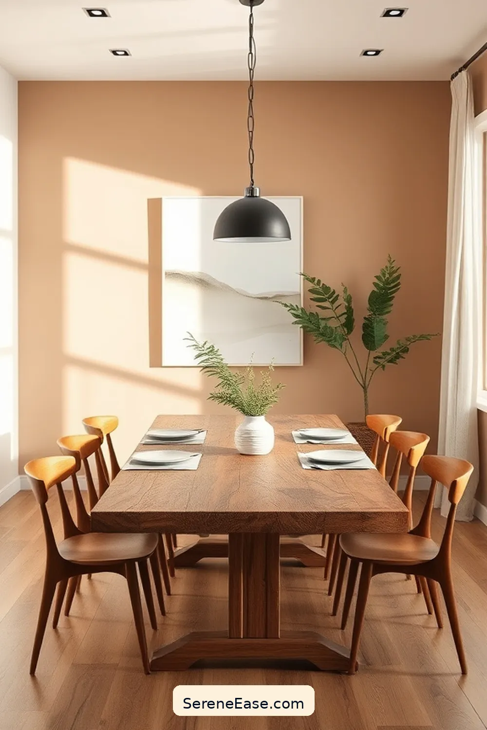 15 Ways to Use Earth Tones in a Minimalist Dining Room Style 10 Choose Simple Artwork for 15 Ways to Use Earth Tones in a Minimalist Dining Room Style