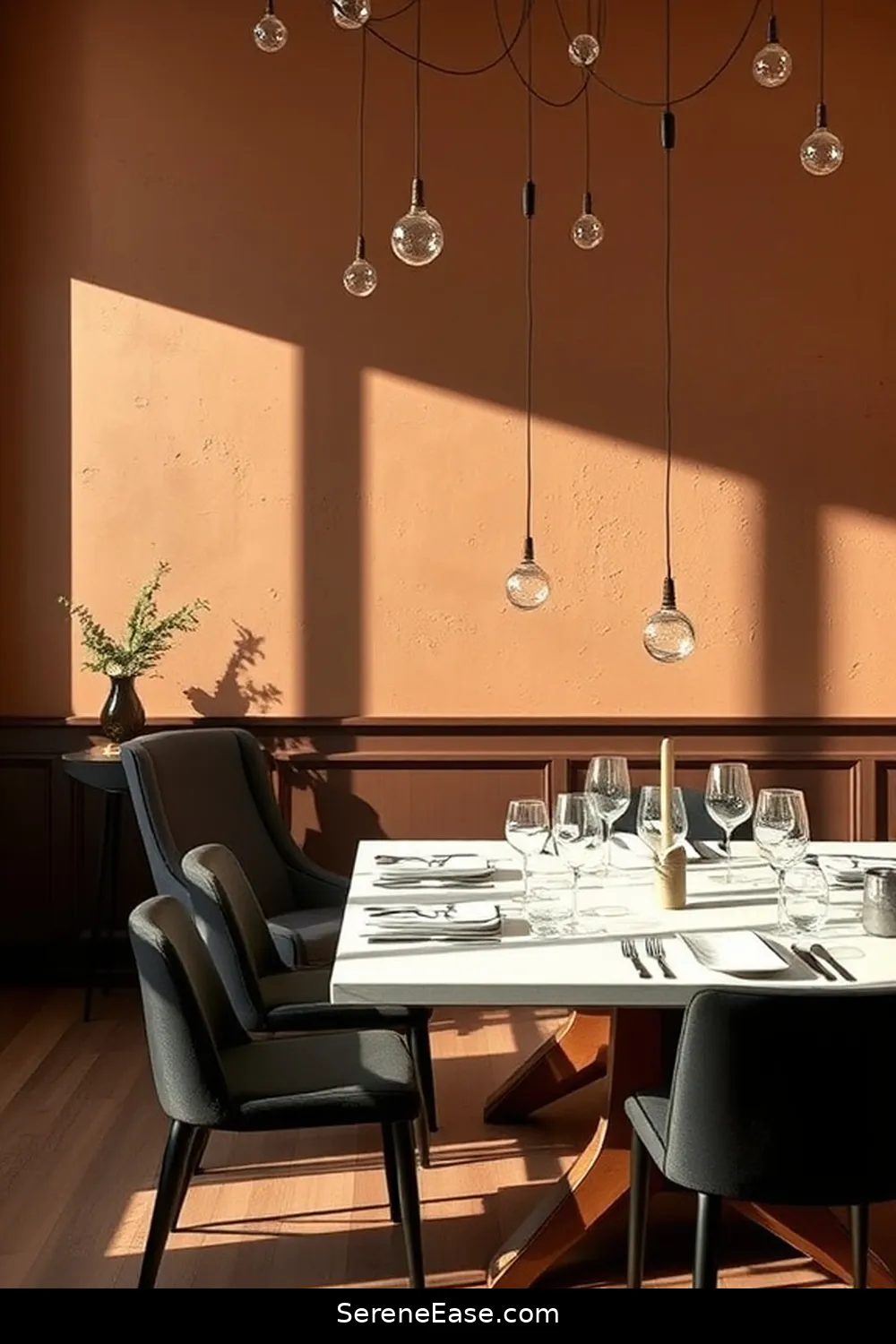 15 Ways to Use Earth Tones in a Minimalist Dining Room Style 9 Create a Statement Wall for 15 Ways to Use Earth Tones in a Minimalist Dining Room Style