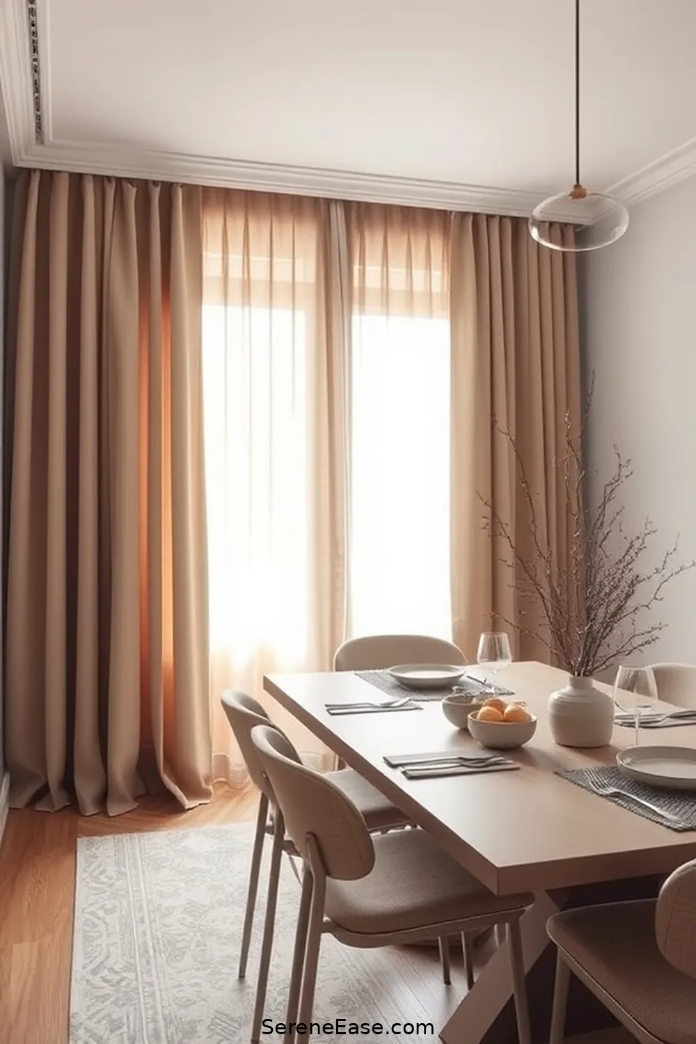 15 Ways to Use Earth Tones in a Minimalist Dining Room Style 14 Keep Window Treatments Simple for 15 Ways to Use Earth Tones in a Minimalist Dining Room Style