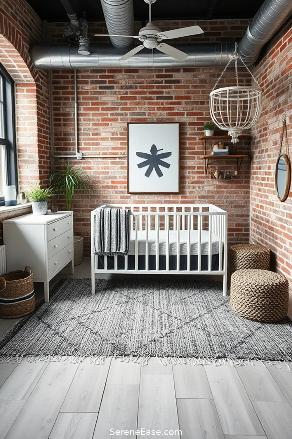 16 Chic Ideas for a Black and White Industrial Style Nursery 7 Add Textured Rugs for 16 Chic Ideas for a Black and White Industrial Style Nursery