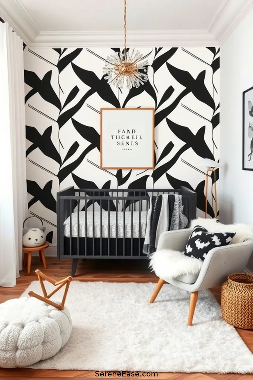 16 Chic Ideas for a Black and White Industrial Style Nursery 3 Choose Statement Wallpaper for 16 Chic Ideas for a Black and White Industrial Style Nursery