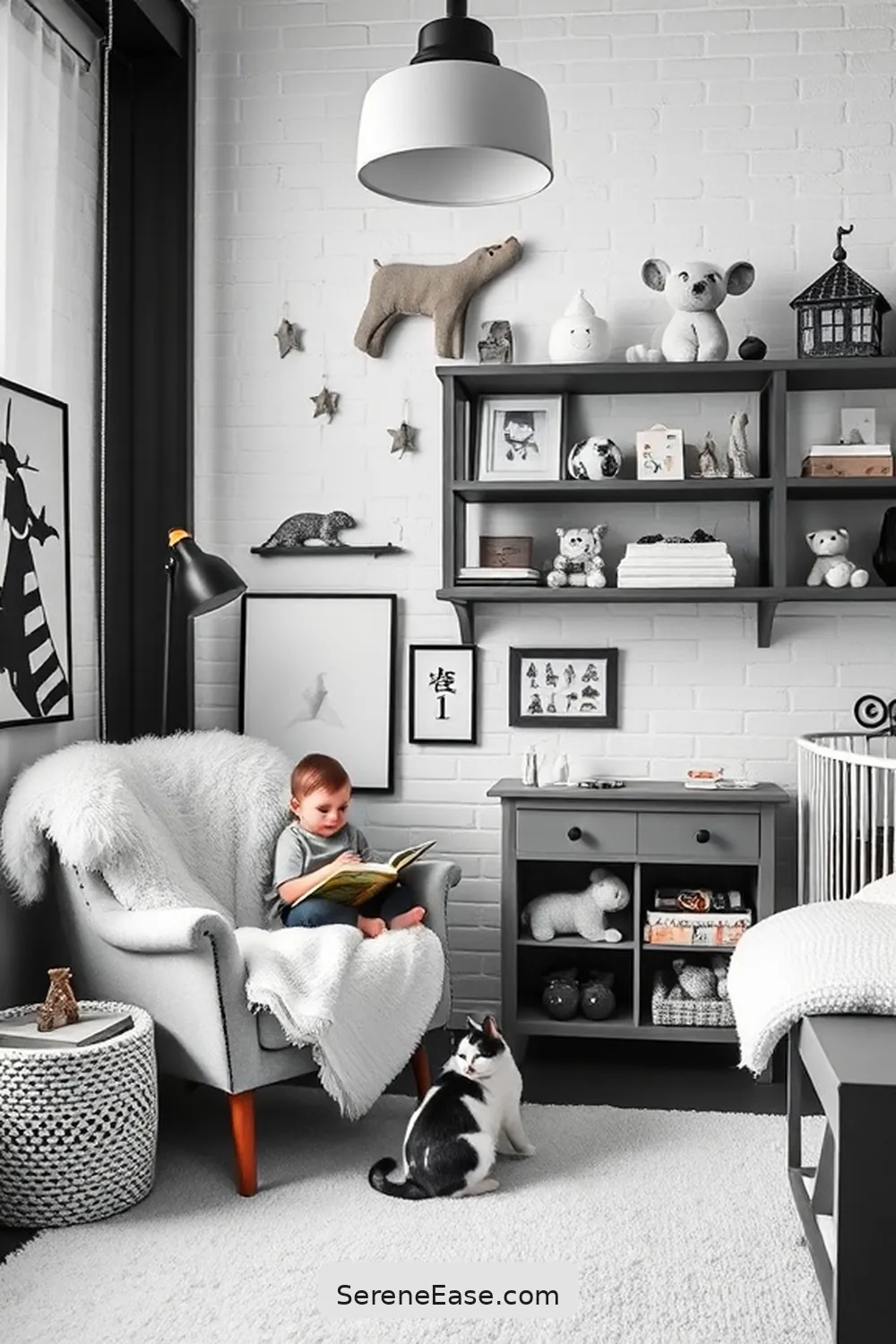 16 Chic Ideas for a Black and White Industrial Style Nursery 16 Create a Cozy Reading Nook for 16 Chic Ideas for a Black and White Industrial Style Nursery
