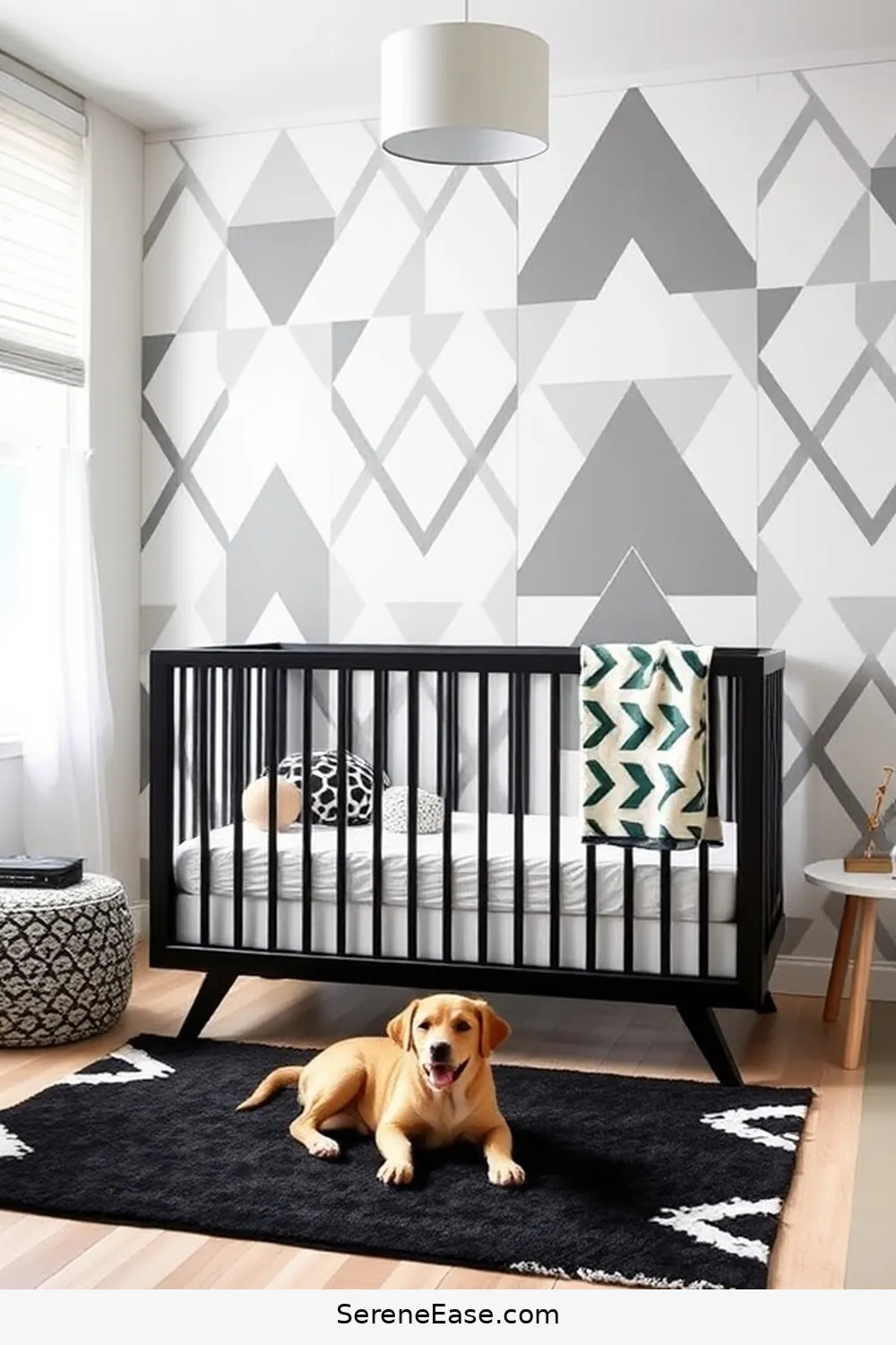 16 Chic Ideas for a Black and White Industrial Style Nursery 2 Embrace Geometric Patterns for 16 Chic Ideas for a Black and White Industrial Style Nursery