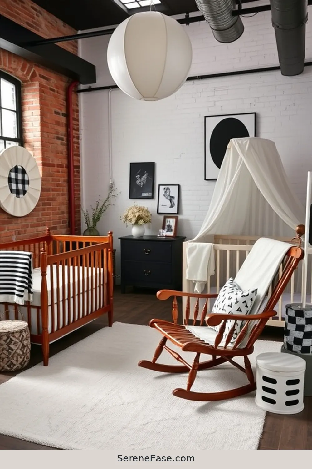 16 Chic Ideas for a Black and White Industrial Style Nursery 4 Incorporate Vintage Furniture for 16 Chic Ideas for a Black and White Industrial Style Nursery