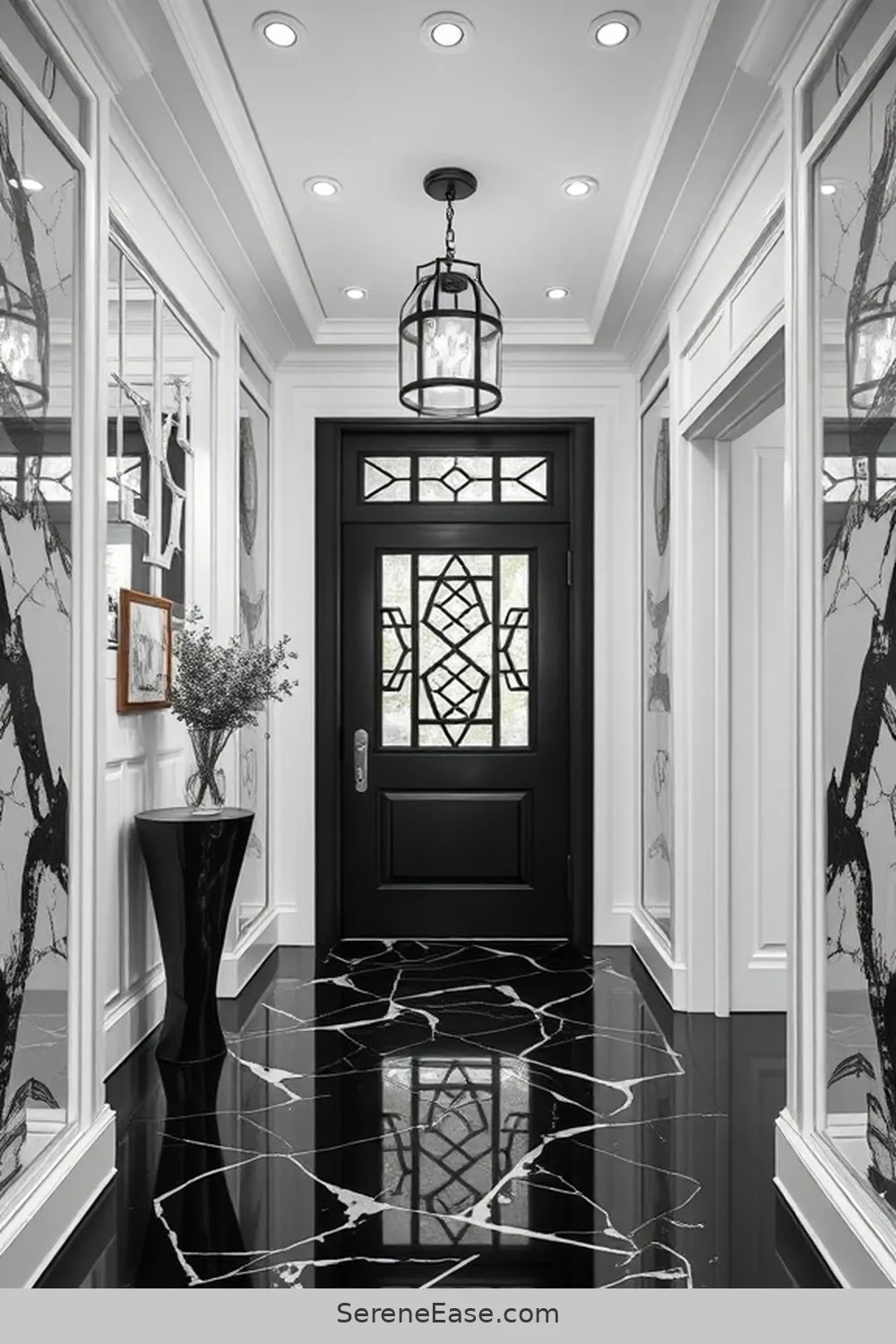 16 Inspiring Black and White Minimalist Style Entryway Designs 13 Contrast in Patterns for 16 Inspiring Black and White Minimalist Style Entryway Designs