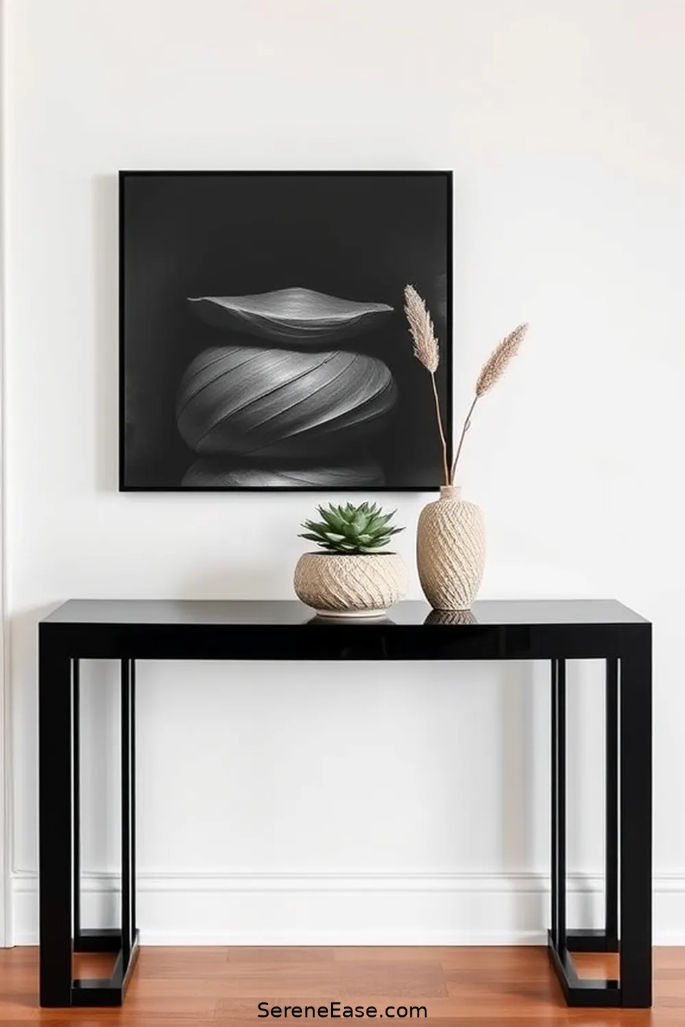 16 Inspiring Black and White Minimalist Style Entryway Designs 9 Simple Console Tables for 16 Inspiring Black and White Minimalist Style Entryway Designs
