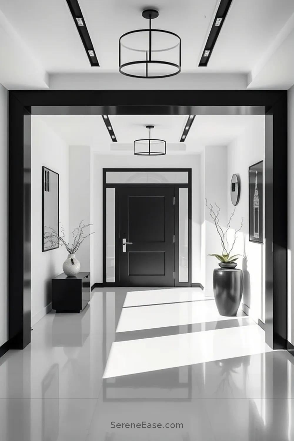 16 Inspiring Black and White Minimalist Style Entryway Designs 2 Sleek Geometric Lines for 16 Inspiring Black and White Minimalist Style Entryway Designs