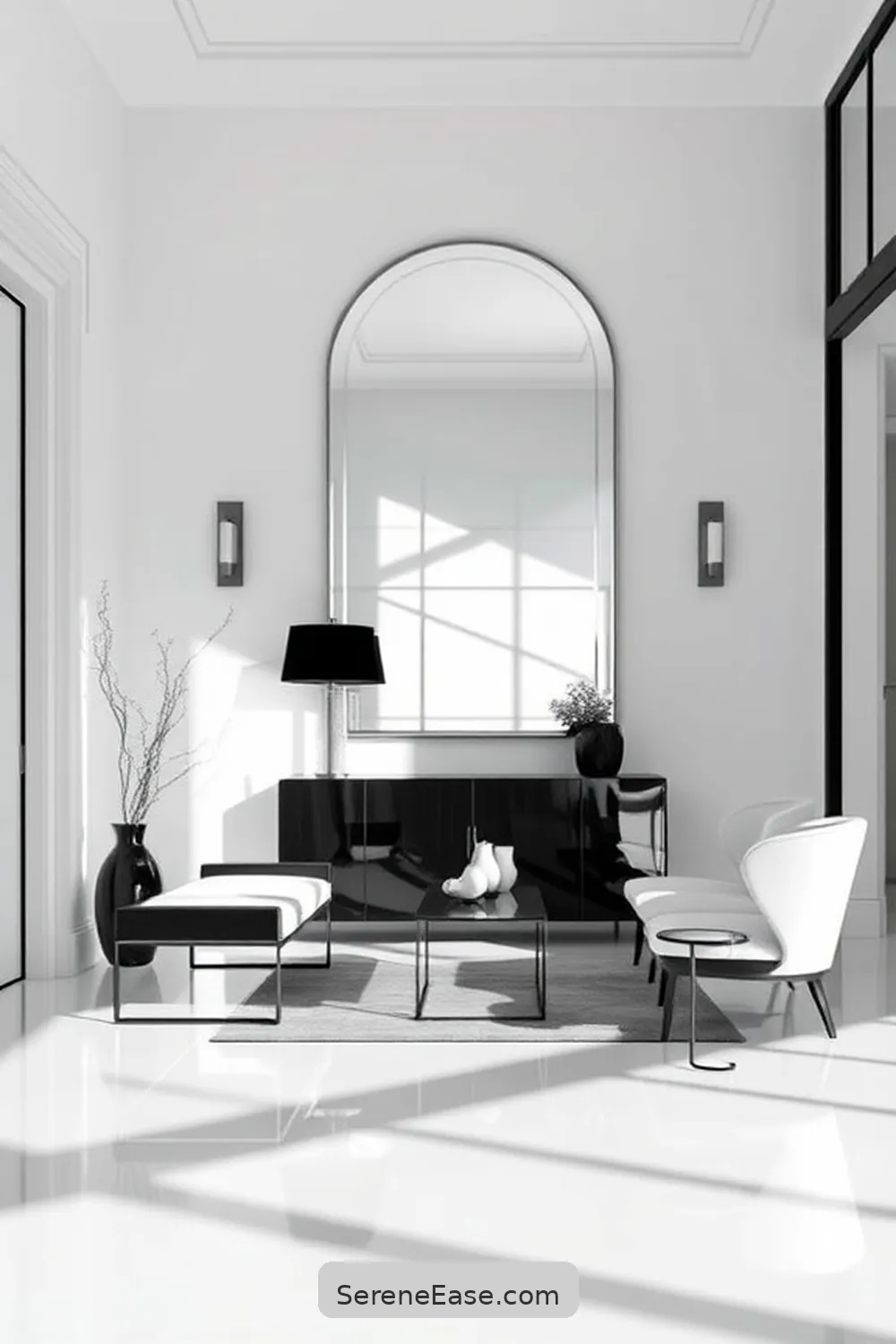 16 Inspiring Black and White Minimalist Style Entryway Designs 10 Statement Mirrors for 16 Inspiring Black and White Minimalist Style Entryway Designs