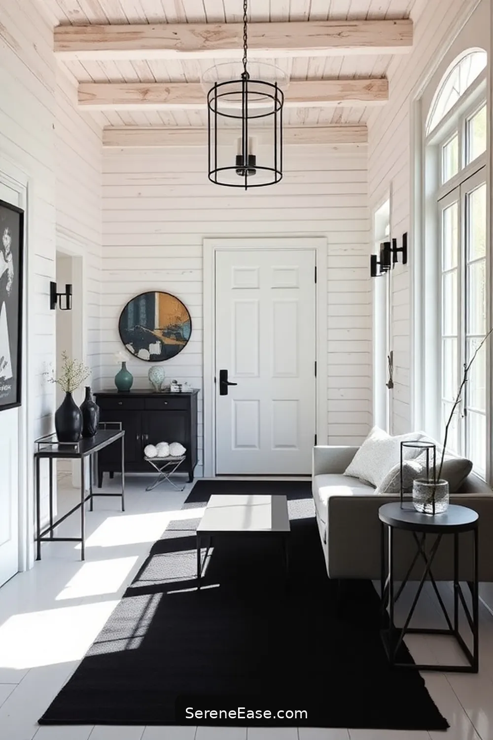 16 Inspiring Black and White Minimalist Style Entryway Designs 6 Whitewashed Wood Elements for 16 Inspiring Black and White Minimalist Style Entryway Designs