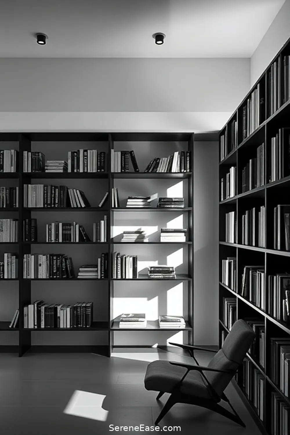 16 Stunning Black and White Minimalist Style Library Designs 8 A Gallery of Books: The Artful Library Design for 16 Stunning Black and White Minimalist Style Library Designs