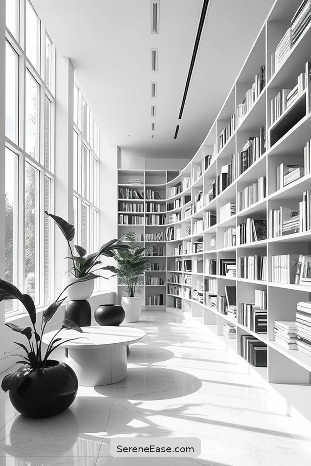 16 Stunning Black and White Minimalist Style Library Designs 16 Nature-Inspired Design in a Monochrome Palette for 16 Stunning Black and White Minimalist Style Library Designs