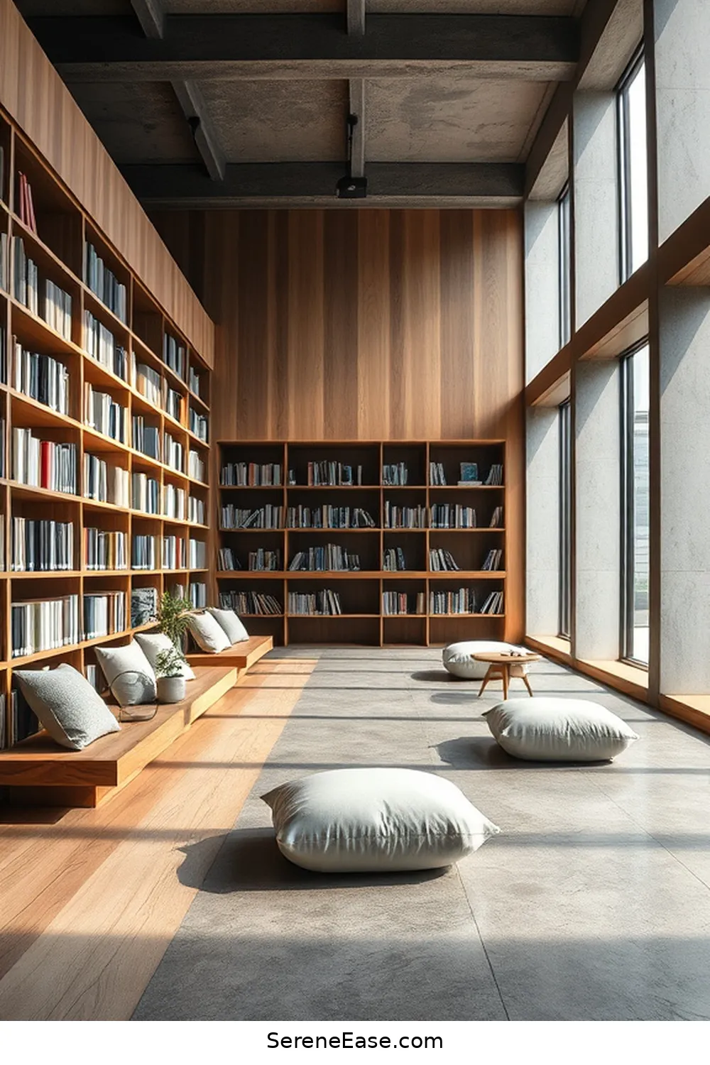 16 Stunning Black and White Minimalist Style Library Designs 9 The Contrast of Textures in Minimalist Libraries for 16 Stunning Black and White Minimalist Style Library Designs