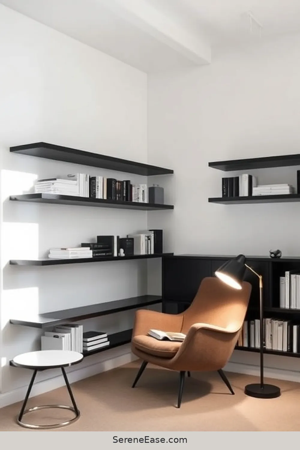 16 Stunning Black and White Minimalist Style Library Designs 14 The Tranquility of a Minimalist Reading Room for 16 Stunning Black and White Minimalist Style Library Designs