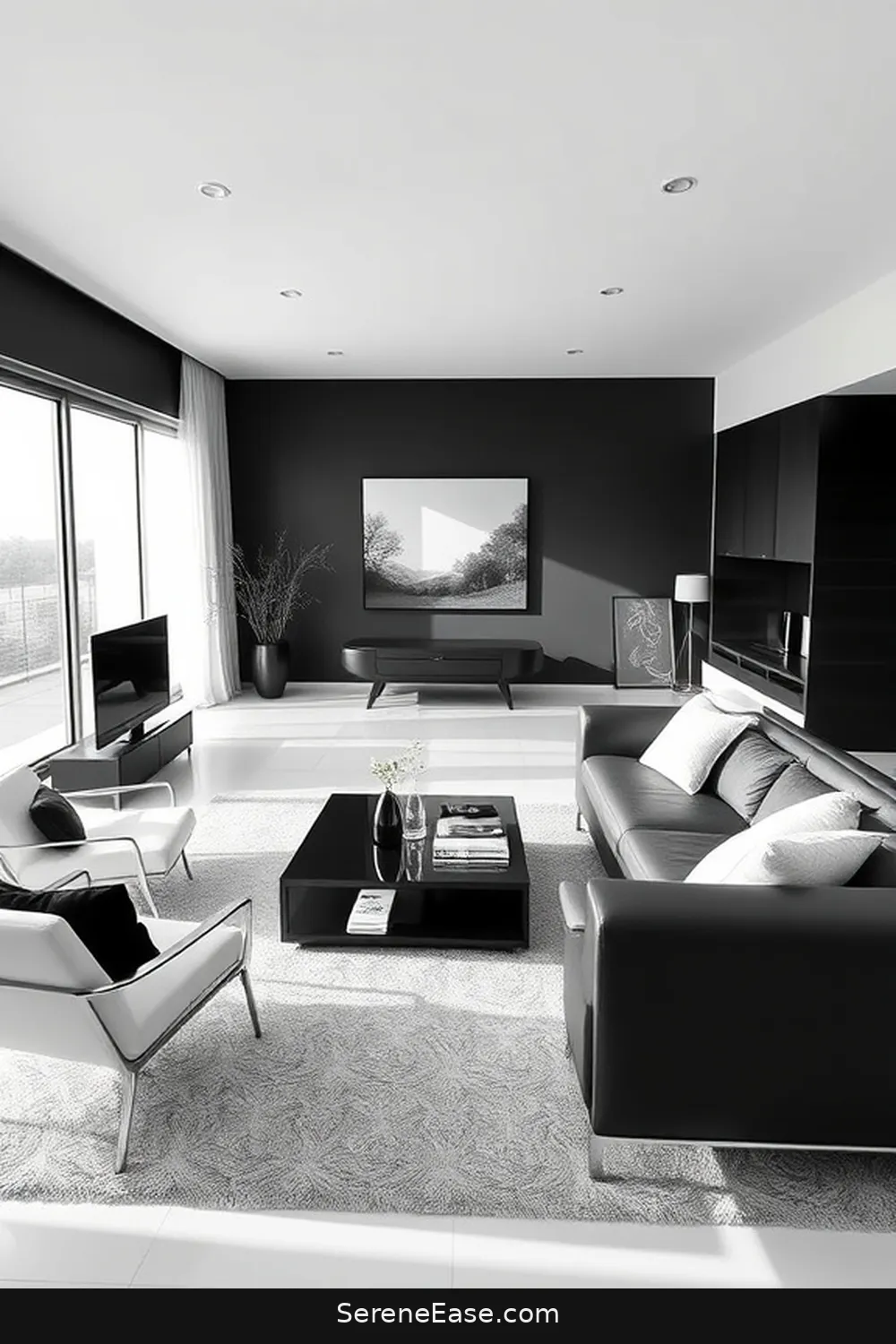 16 Stunning Black and White Minimalist Style Living Room Ideas 2 Embrace Open Spaces With Sleek Furniture for 16 Stunning Black and White Minimalist Style Living Room Ideas
