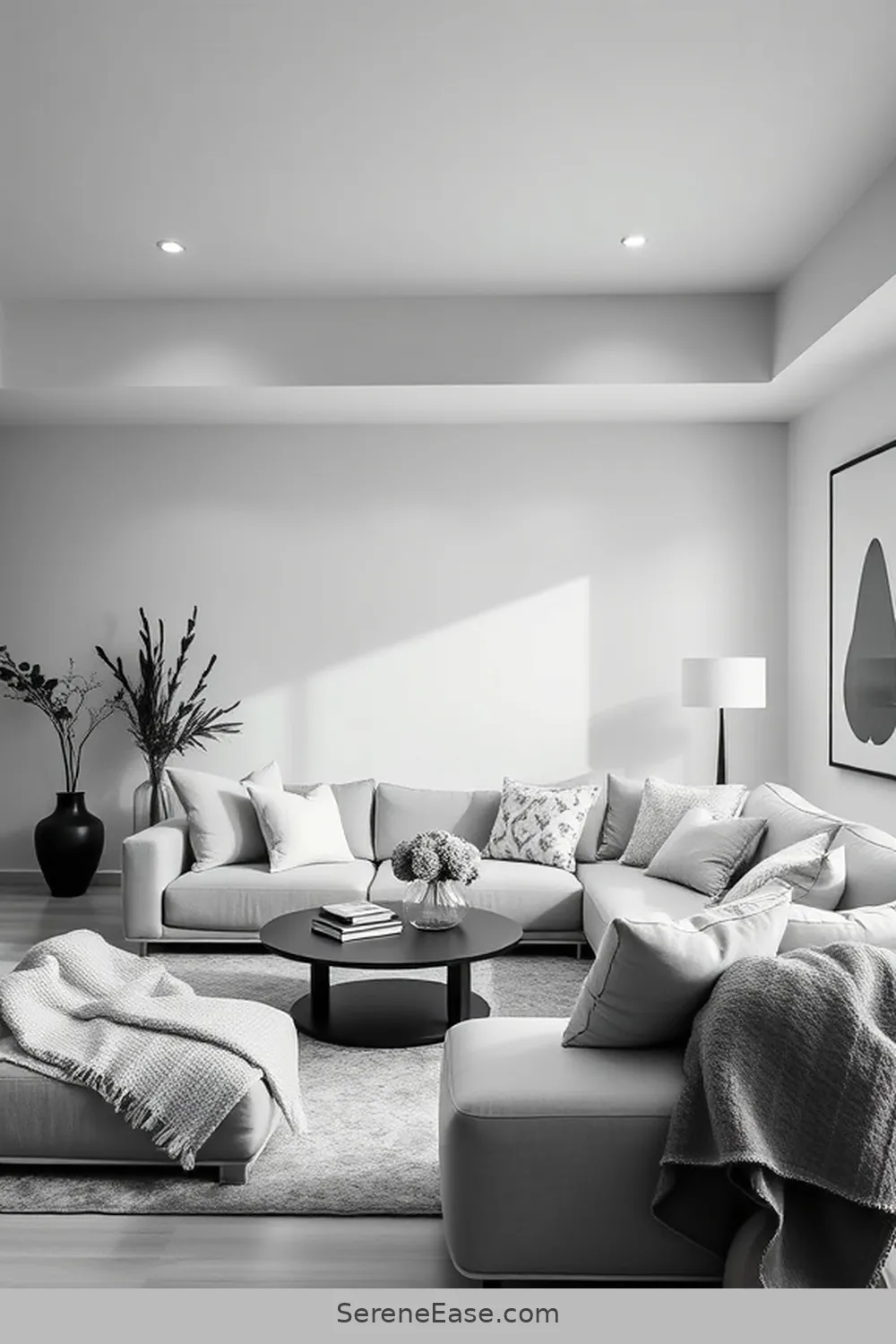 16 Stunning Black and White Minimalist Style Living Room Ideas 17 Incorporate Soft Textiles for Comfort for 16 Stunning Black and White Minimalist Style Living Room Ideas
