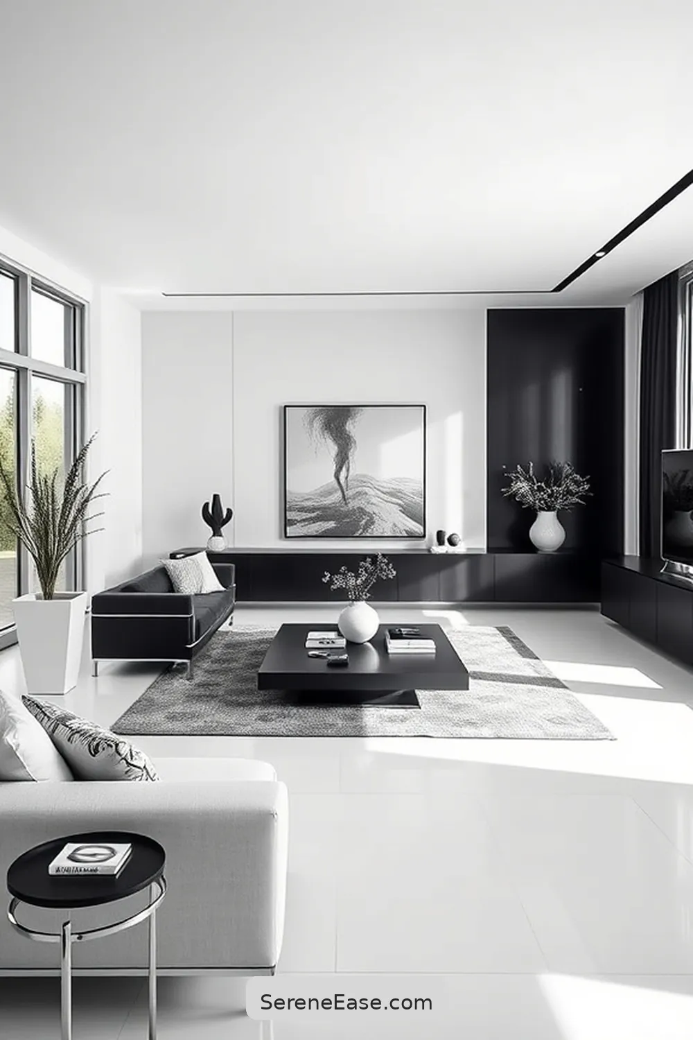 16 Stunning Black and White Minimalist Style Living Room Ideas 12 Keep Wall Colors Neutral for 16 Stunning Black and White Minimalist Style Living Room Ideas