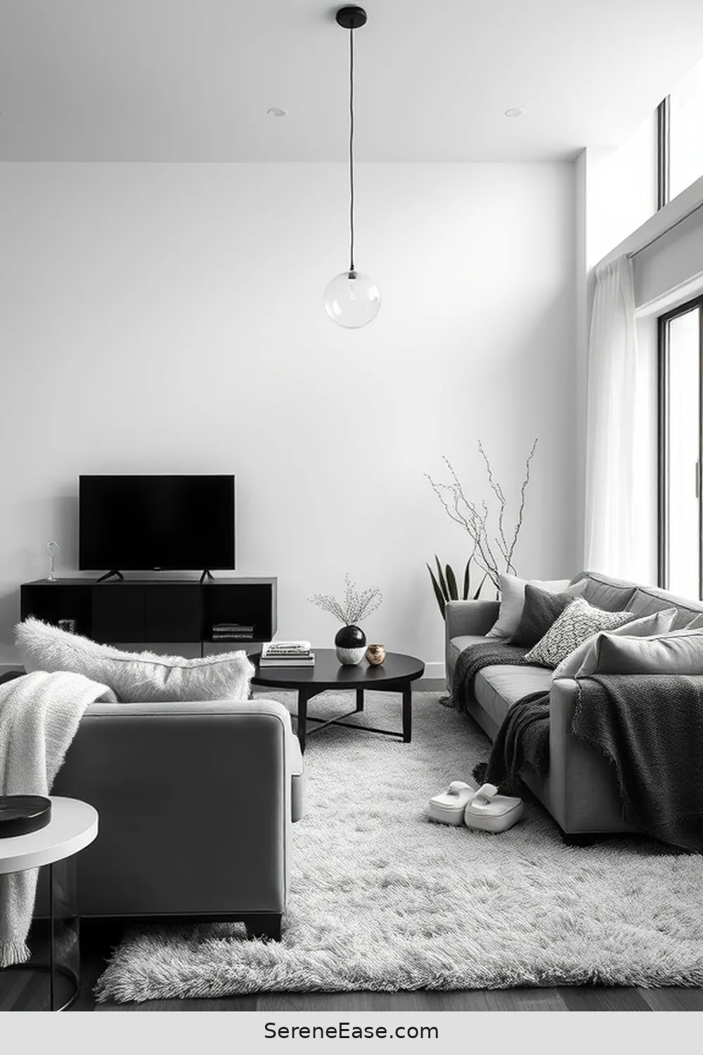 16 Stunning Black and White Minimalist Style Living Room Ideas 6 Layer Textures for Depth for 16 Stunning Black and White Minimalist Style Living Room Ideas