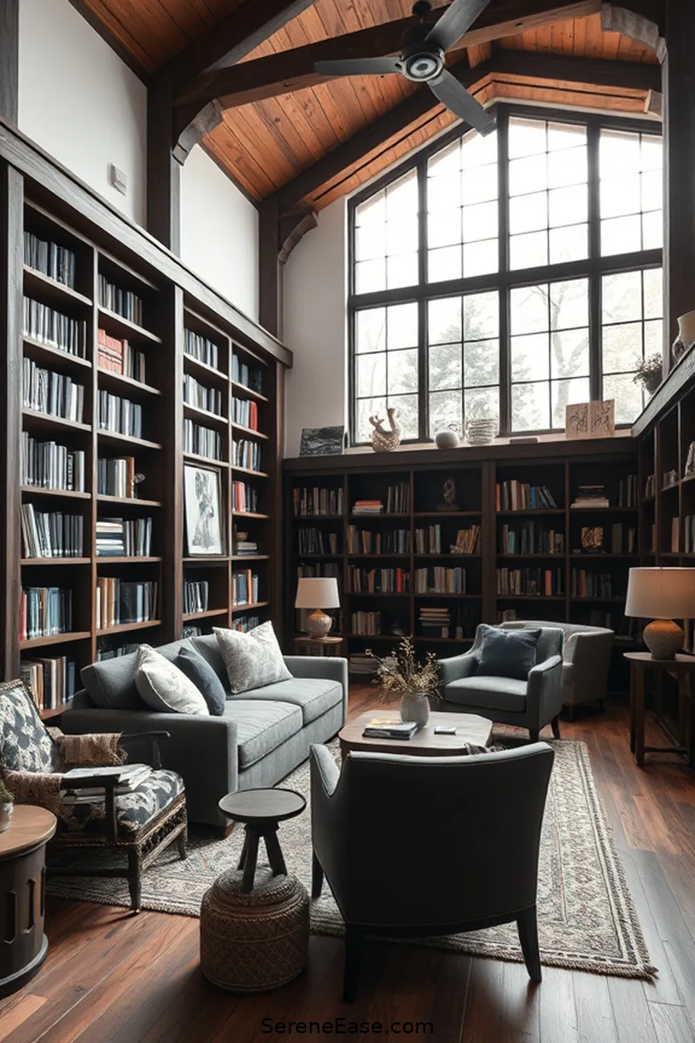 16 Stunning Black and White Rustic Library Designs 2 Embracing Monochrome Elegance for 16 Stunning Black and White Rustic Library Designs