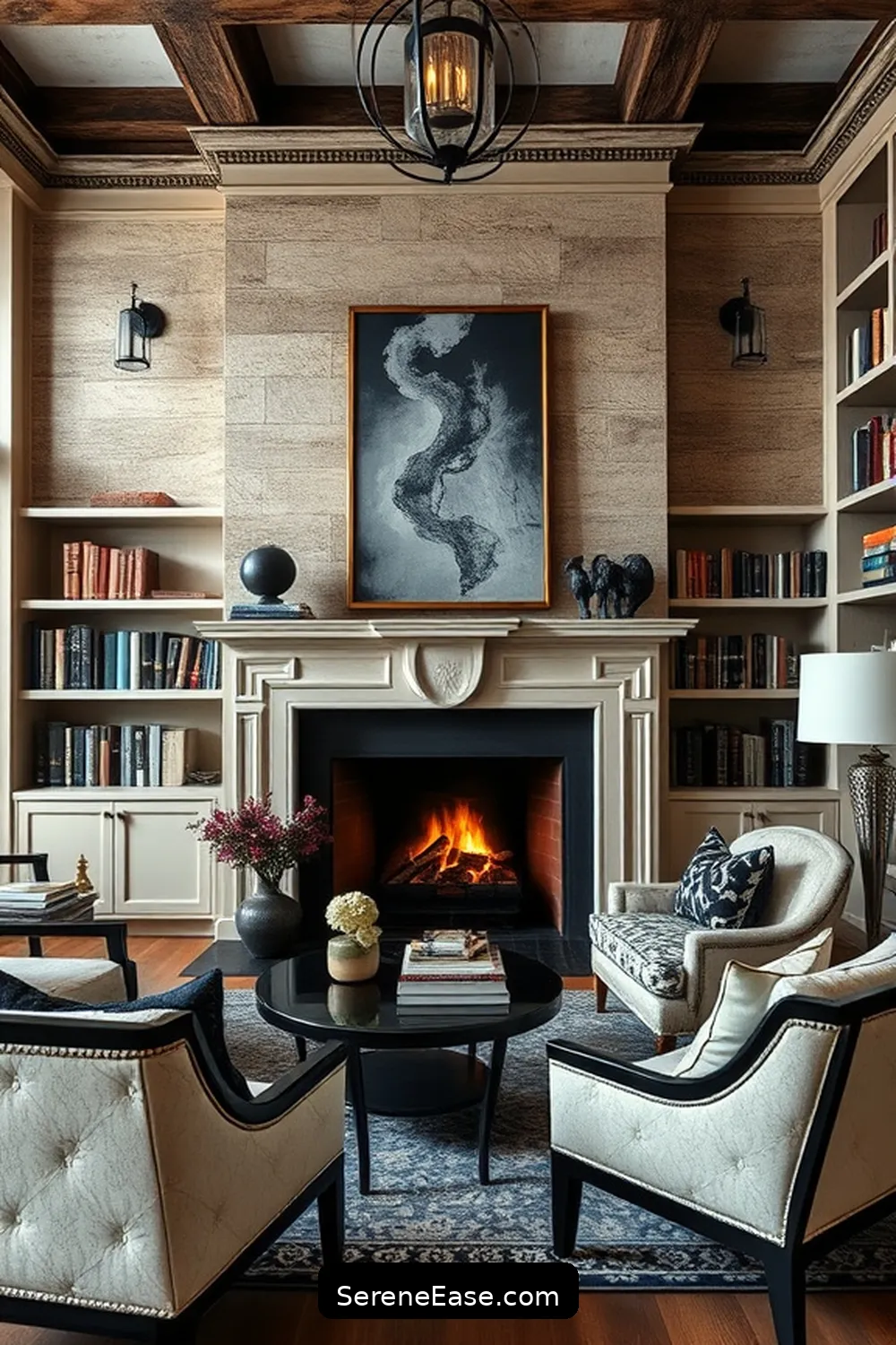 16 Stunning Black and White Rustic Library Designs 14 Functional Furniture for a Cozy Library for 16 Stunning Black and White Rustic Library Designs