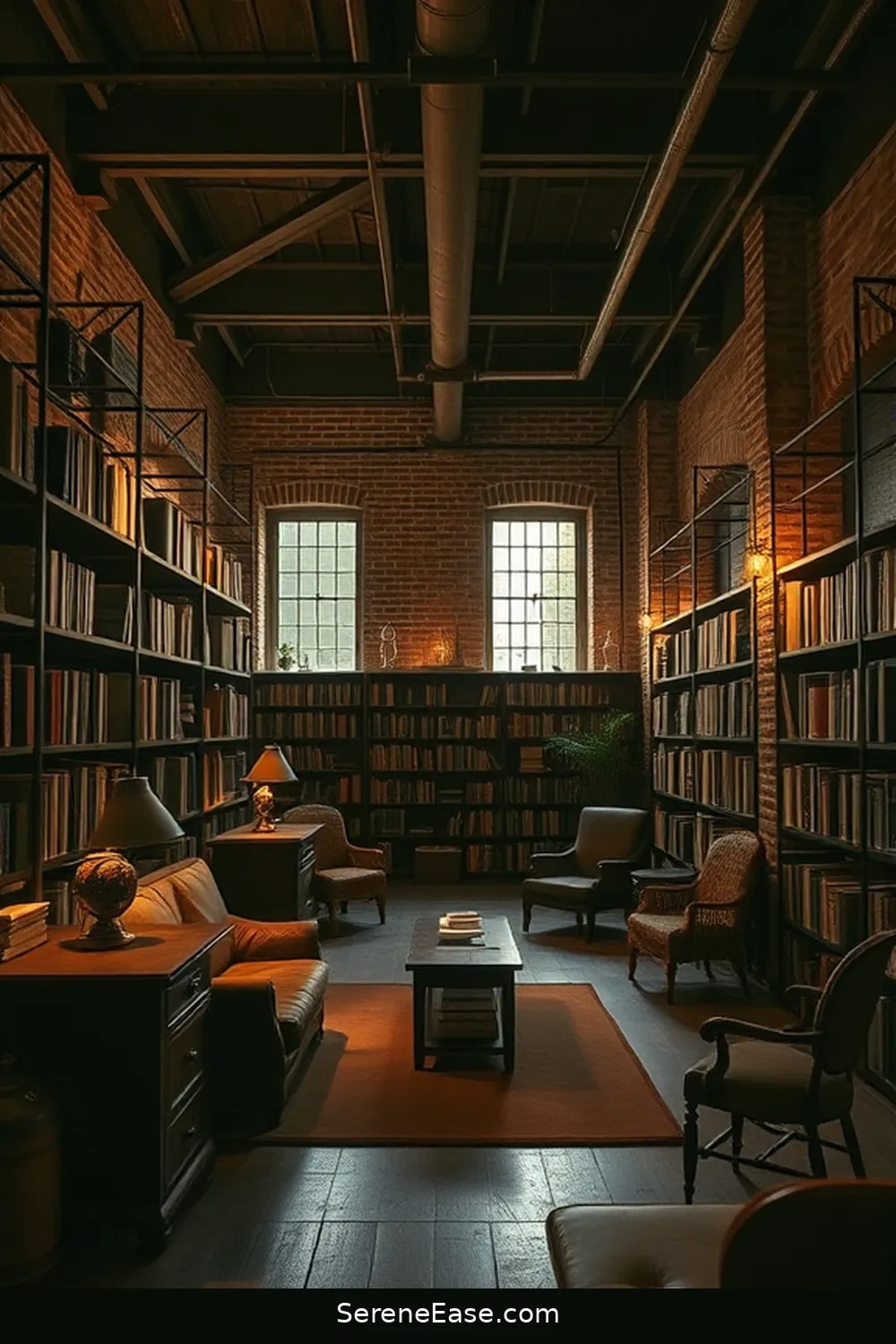 16 Stunning Black and White Rustic Library Designs 6 Industrial Touches in Rustic Settings for 16 Stunning Black and White Rustic Library Designs