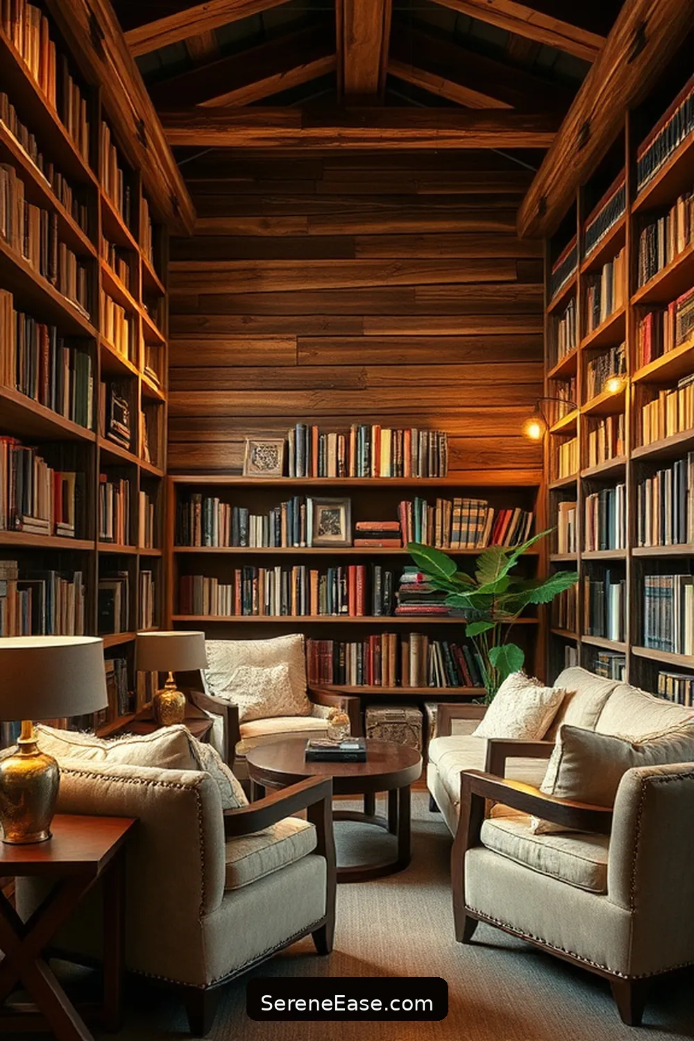 16 Stunning Black and White Rustic Library Designs 8 Layering Textures: Wood and Fabric for 16 Stunning Black and White Rustic Library Designs