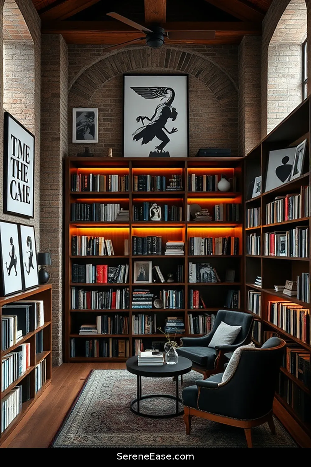 16 Stunning Black and White Rustic Library Designs 15 The Beauty of Black and White Art for 16 Stunning Black and White Rustic Library Designs