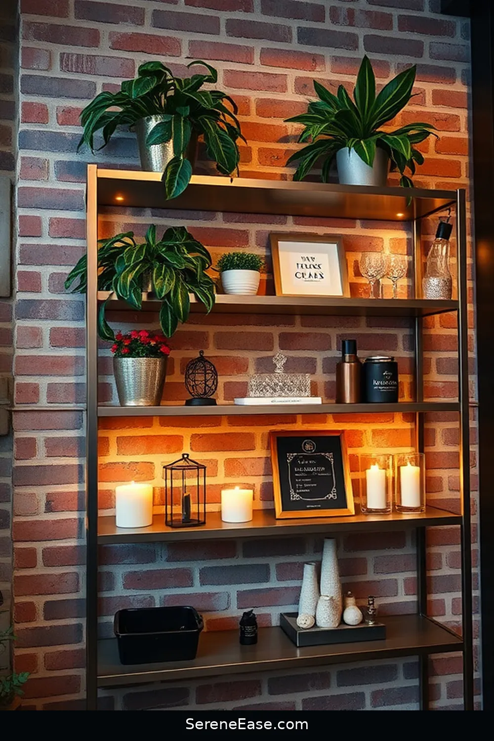16 Stunning Ways to Incorporate Metallic Accents in Industrial Style Entryways 11 Chic Metallic Shelving for 16 Stunning Ways to Incorporate Metallic Accents in Industrial Style Entryways