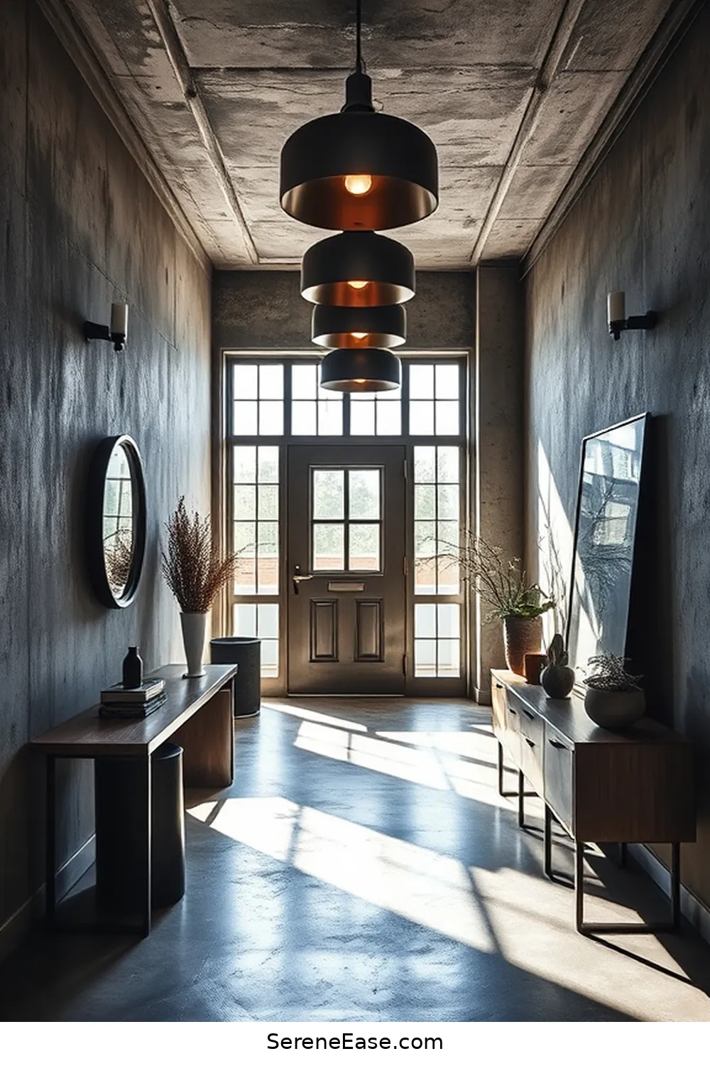 16 Stunning Ways to Incorporate Metallic Accents in Industrial Style Entryways 15 Statement Lighting With Mixed Materials for 16 Stunning Ways to Incorporate Metallic Accents in Industrial Style Entryways