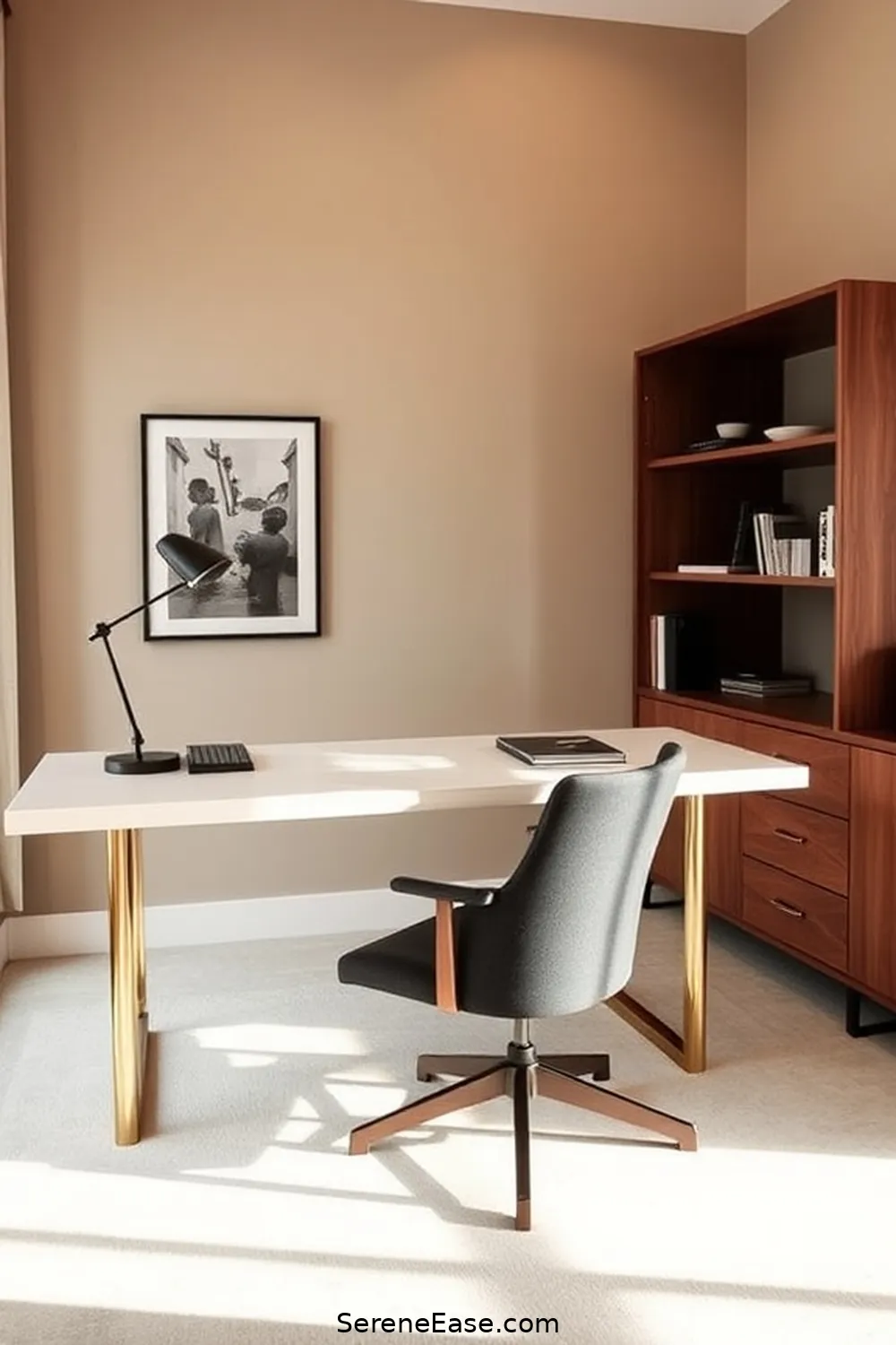 16 Tips for a Monochromatic Home Office in Mid-Century Modern Style 2 Choose Your Color Palette for 16 Tips for a Monochromatic Home Office in Mid-Century Modern Style