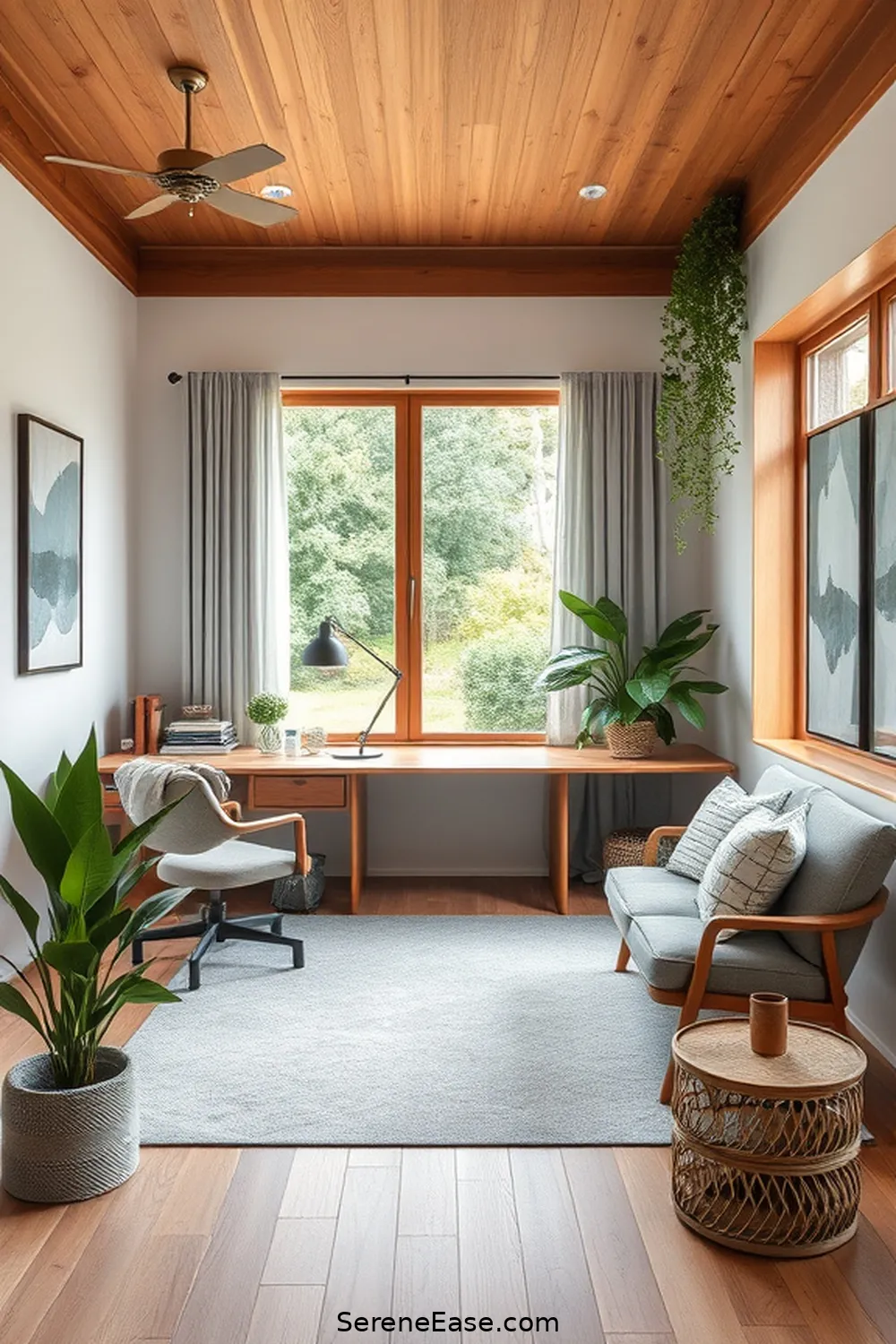 16 Tips for a Monochromatic Home Office in Mid-Century Modern Style 3 Embrace Natural Materials for 16 Tips for a Monochromatic Home Office in Mid-Century Modern Style