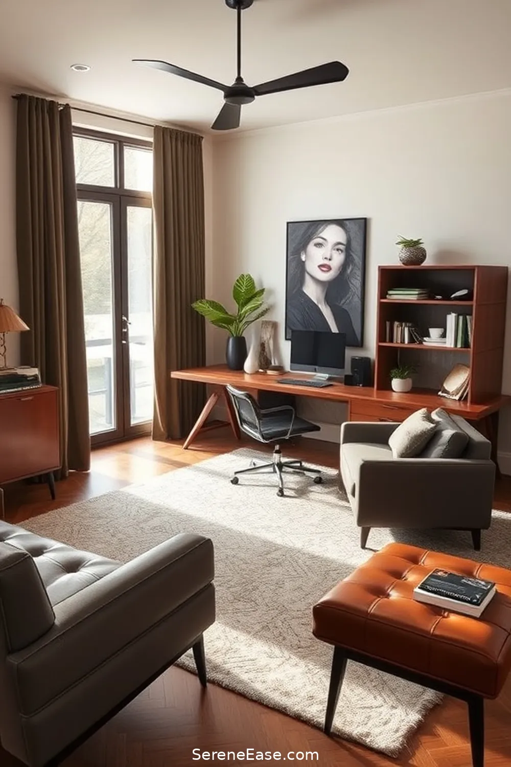 16 Tips for a Monochromatic Home Office in Mid-Century Modern Style 4 Select Mid-Century Modern Furniture for 16 Tips for a Monochromatic Home Office in Mid-Century Modern Style