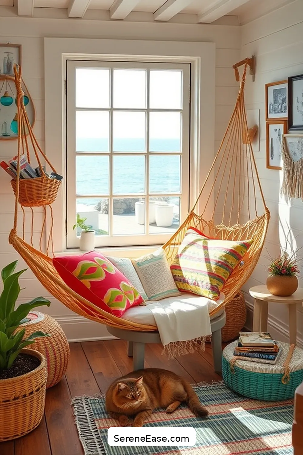 Create a Reading Nook for 16 Ways to Achieve Bold and Bright Coastal Library Style