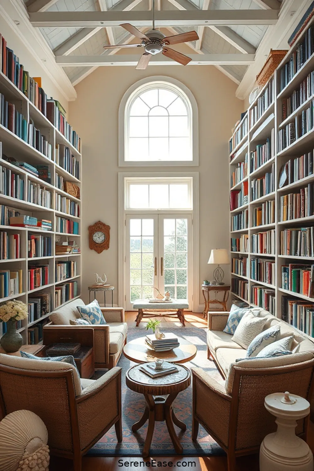 Embrace Vintage Finds for 16 Ways to Achieve Bold and Bright Coastal Library Style