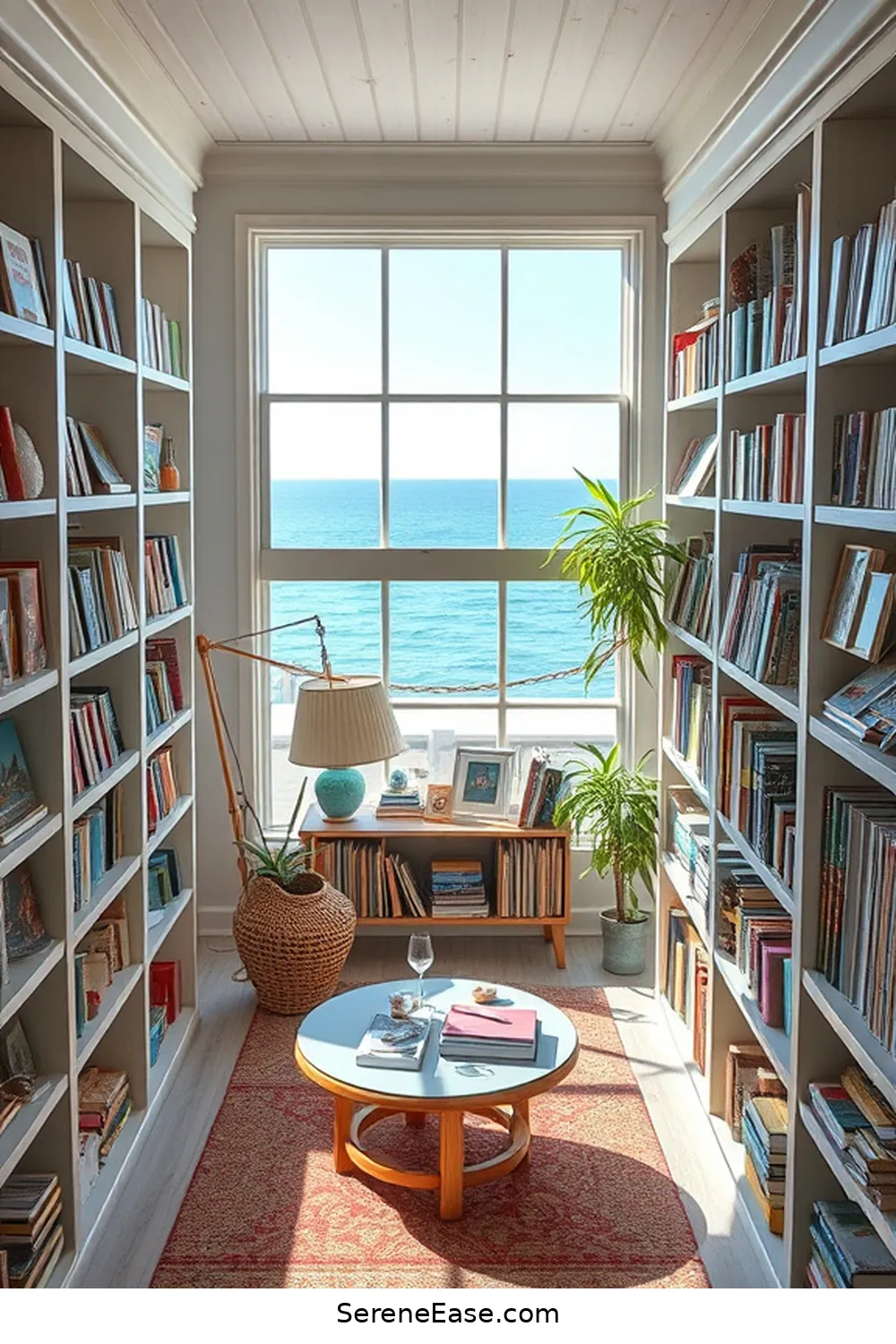 Personalize With Travel Mementos for 16 Ways to Achieve Bold and Bright Coastal Library Style