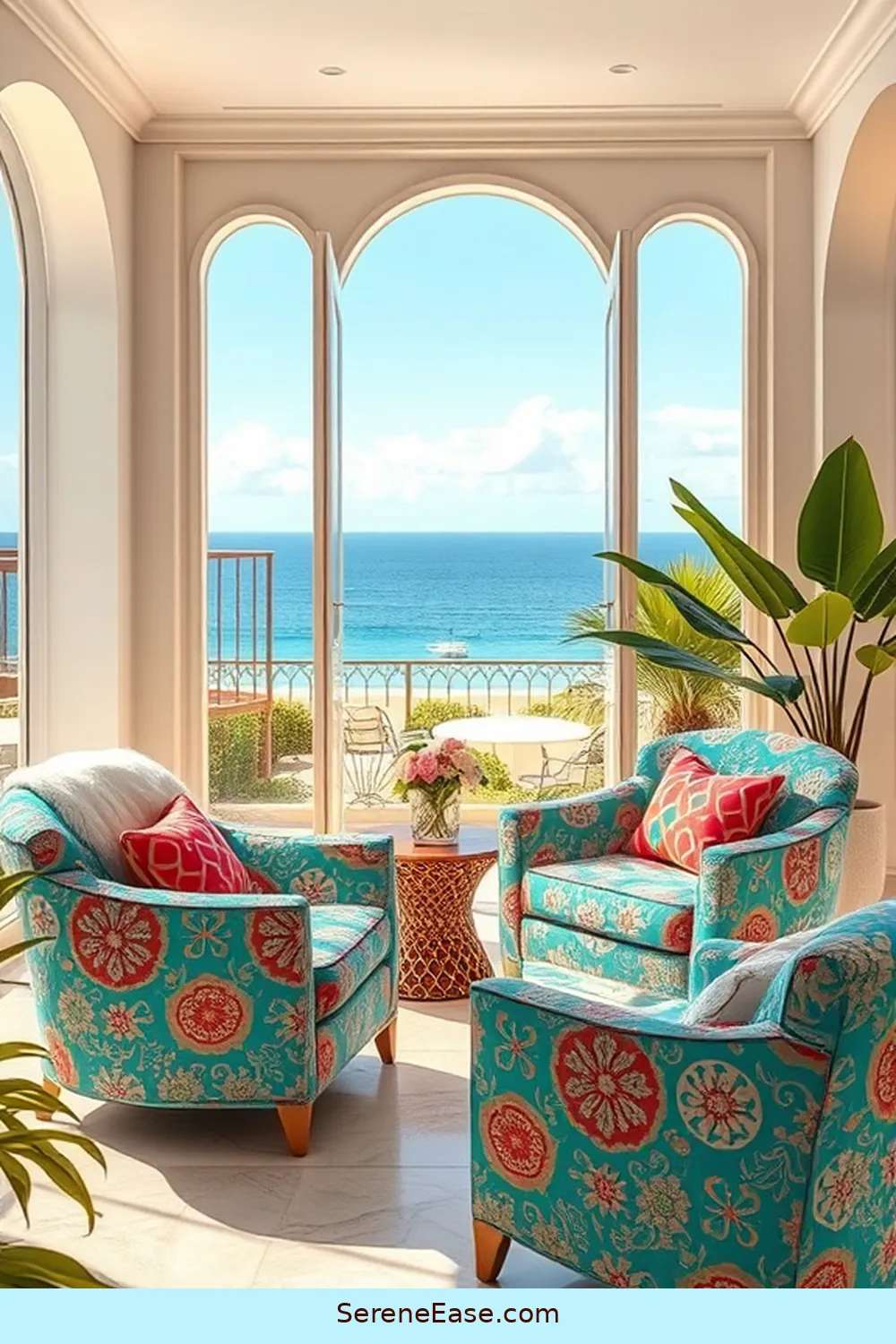 Select Comfortable Seating Options for 16 Ways to Achieve Bold and Bright Coastal Library Style