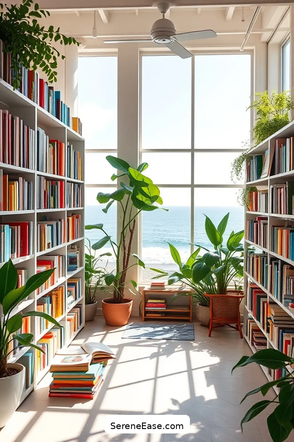 Showcase Your Book Collection for 16 Ways to Achieve Bold and Bright Coastal Library Style