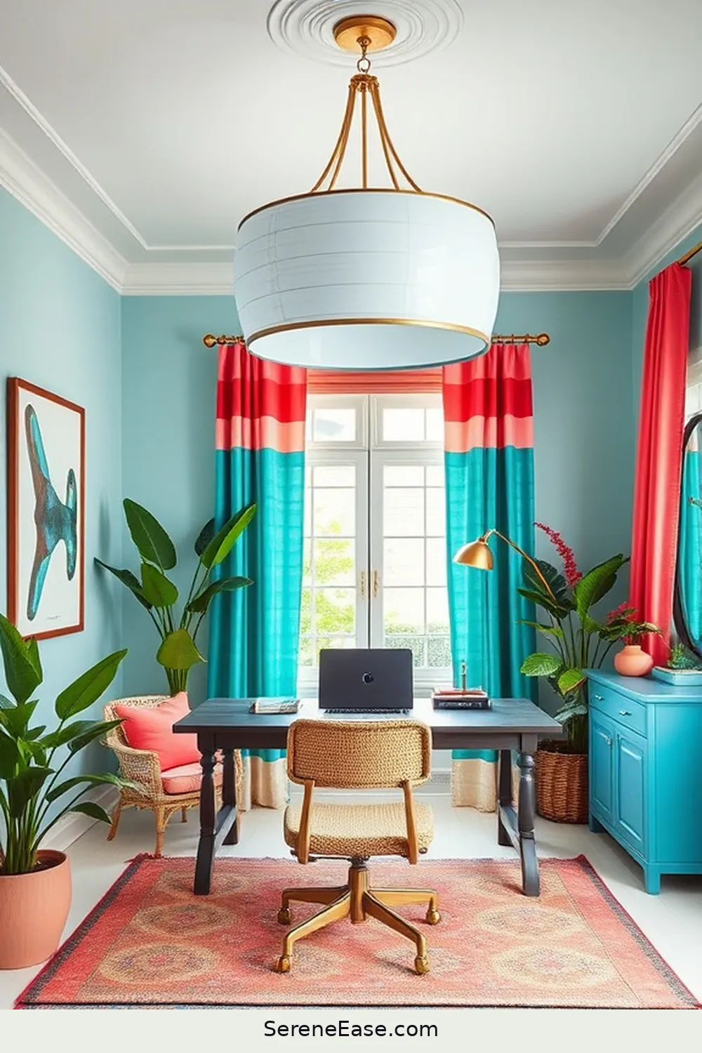 16 Ways to Achieve Bold and Bright Coastal Style in Your Home Office 13 Add a Statement Light Fixture for 16 Ways to Achieve Bold and Bright Coastal Style in Your Home Office