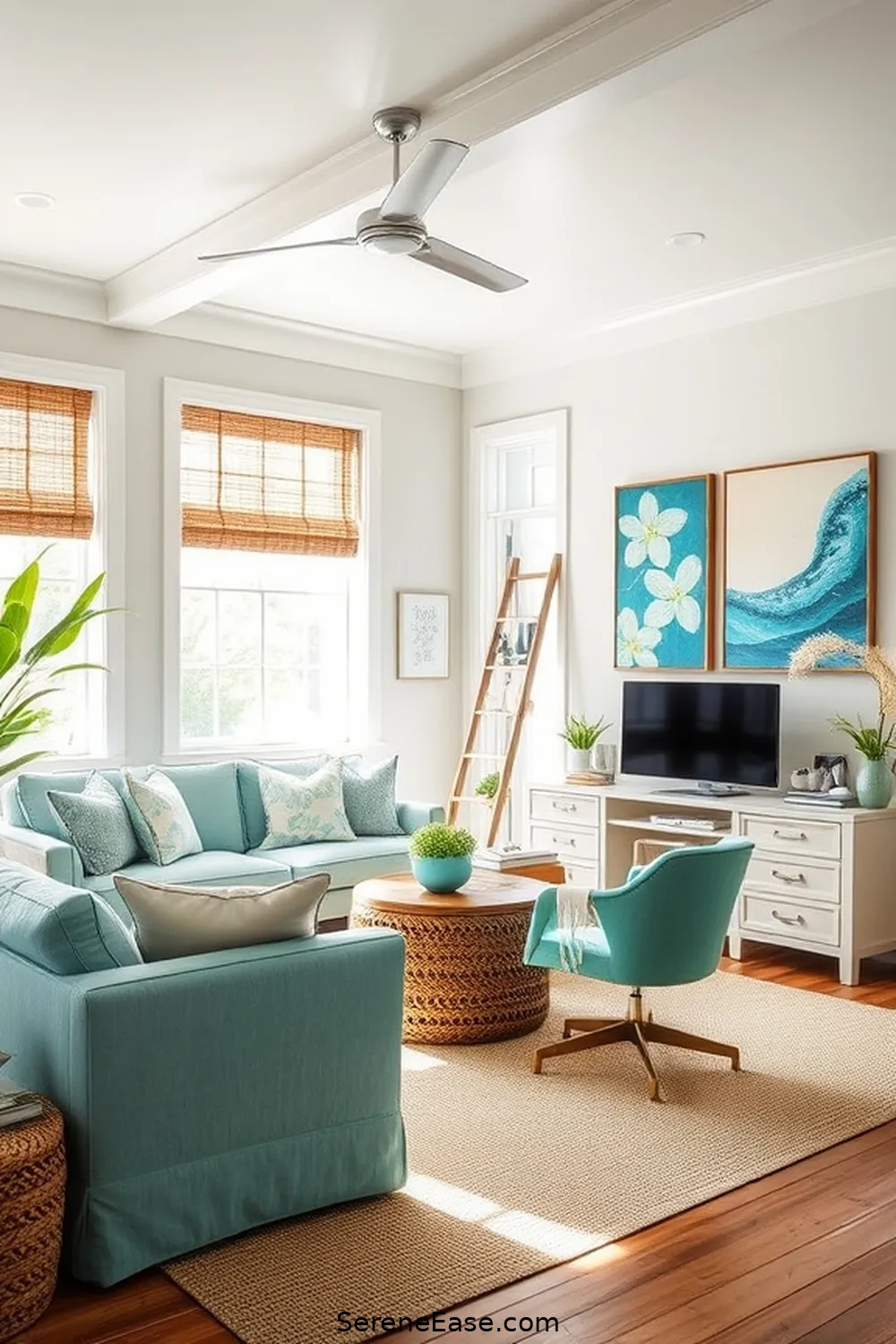 16 Ways to Achieve Bold and Bright Coastal Style in Your Home Office 16 Design a Multi-Functional Space for 16 Ways to Achieve Bold and Bright Coastal Style in Your Home Office