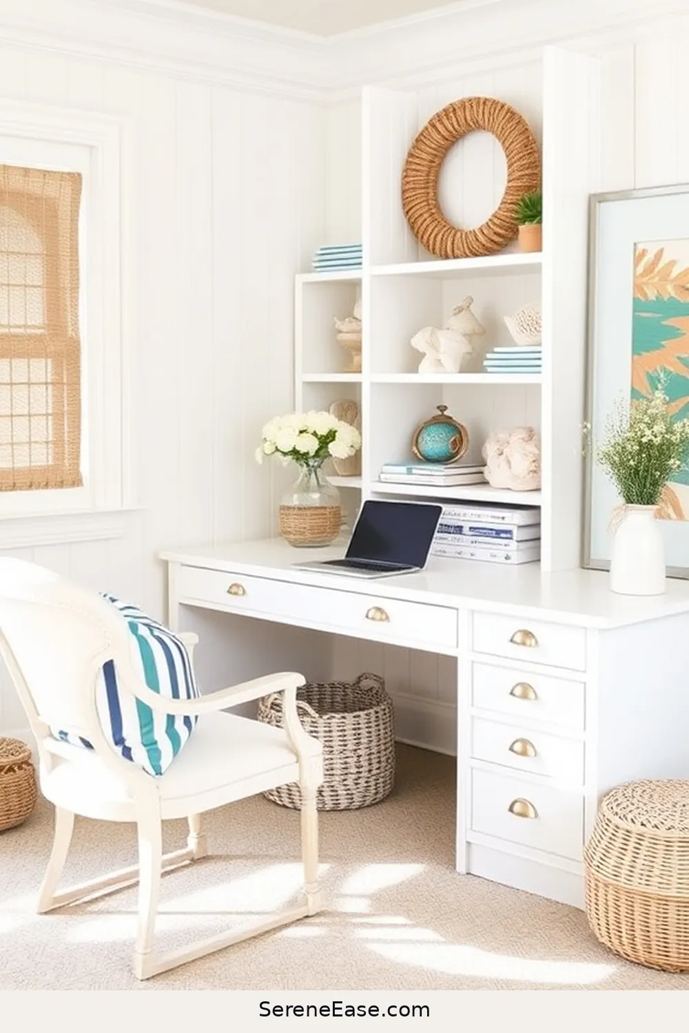 16 Ways to Achieve Bold and Bright Coastal Style in Your Home Office 7 Include Nautical Elements for 16 Ways to Achieve Bold and Bright Coastal Style in Your Home Office