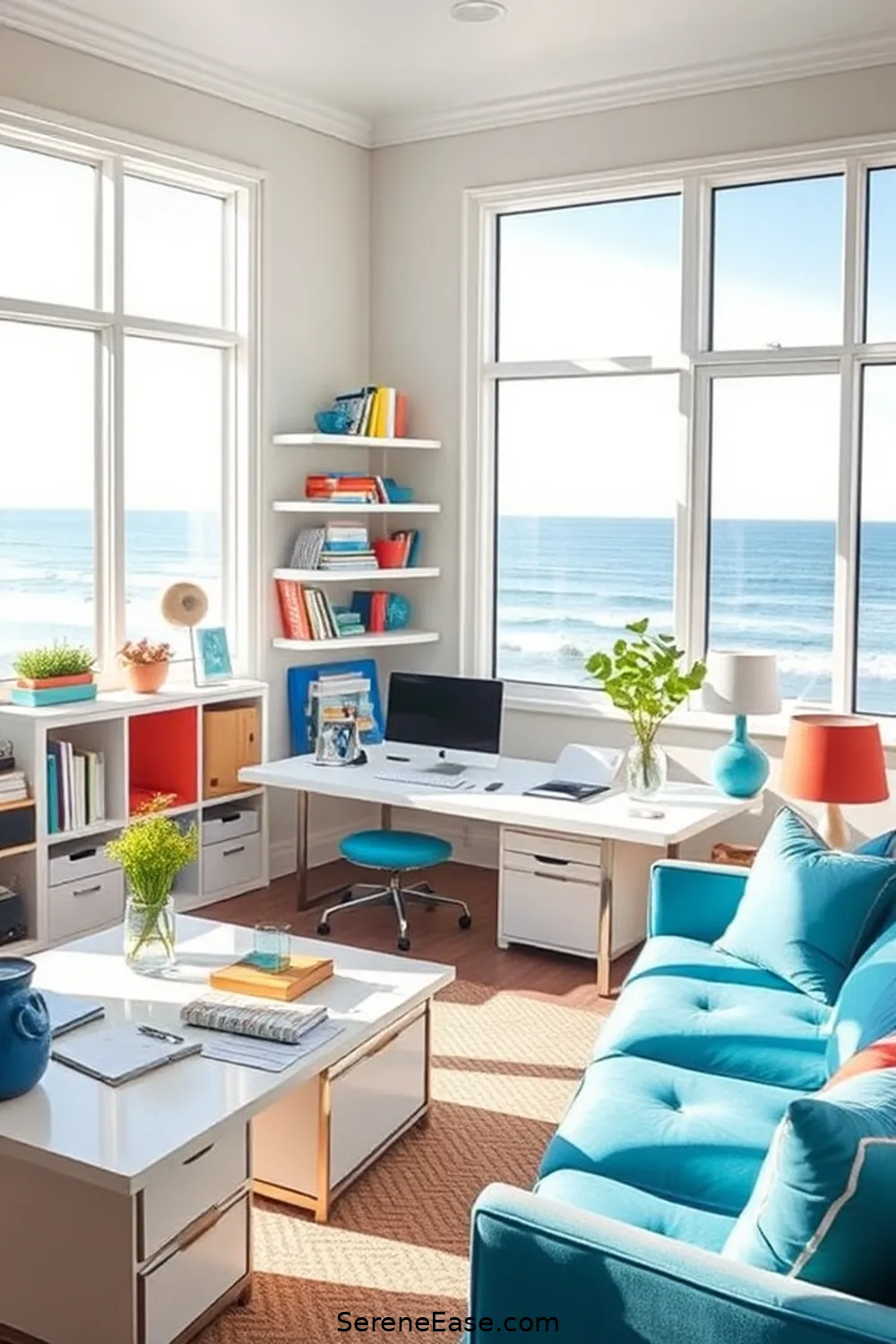 16 Ways to Achieve Bold and Bright Coastal Style in Your Home Office 17 Keep It Clutter-Free and Organized for 16 Ways to Achieve Bold and Bright Coastal Style in Your Home Office