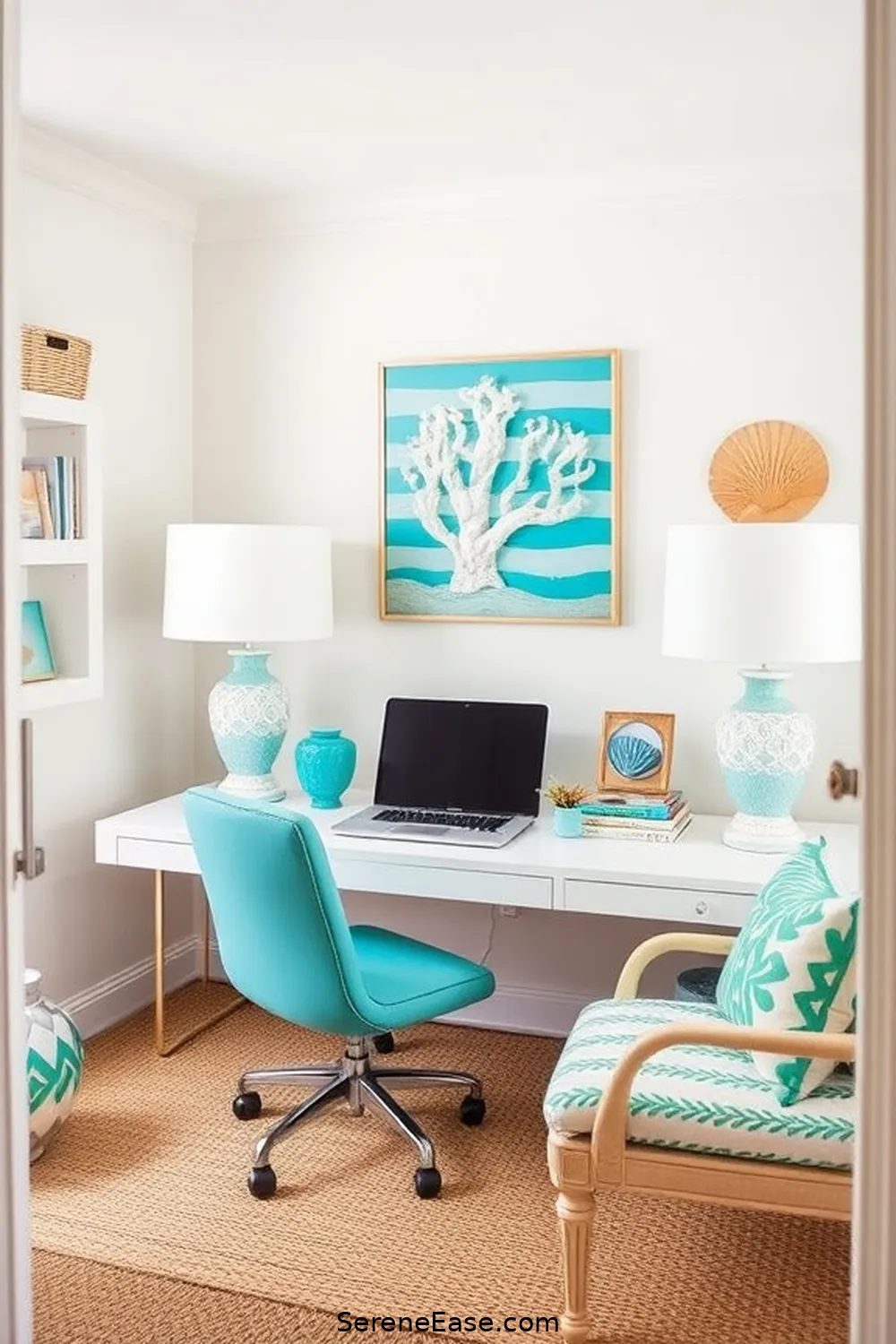 16 Ways to Achieve Bold and Bright Coastal Style in Your Home Office 14 Utilize Ocean-Inspired Accessories for 16 Ways to Achieve Bold and Bright Coastal Style in Your Home Office