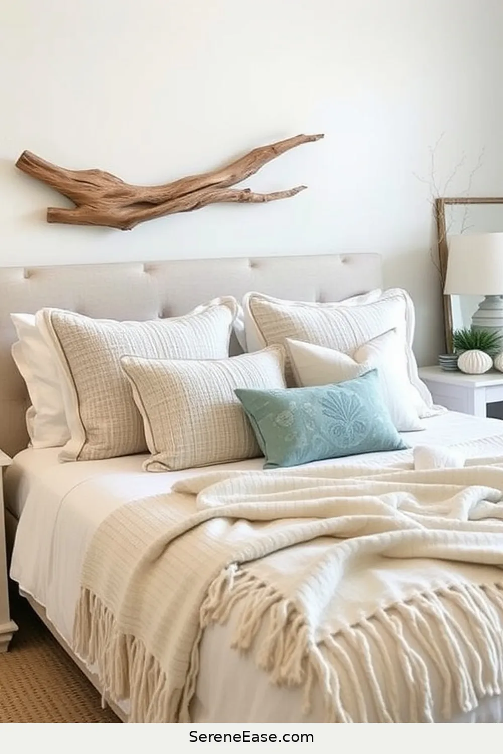 16 Ways to Achieve Monochromatic Coastal Style in Your Bedroom 3 Embrace Natural Textures for 16 Ways to Achieve Monochromatic Coastal Style in Your Bedroom